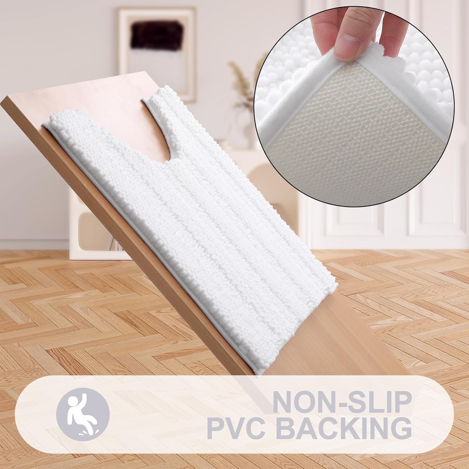 Grandaily Alfombras de baño de felpilla a rayas y alfombras para inodoro en forma de U, tamaño de alfombra de baño 30 x 20 pulgadas y alfombras de