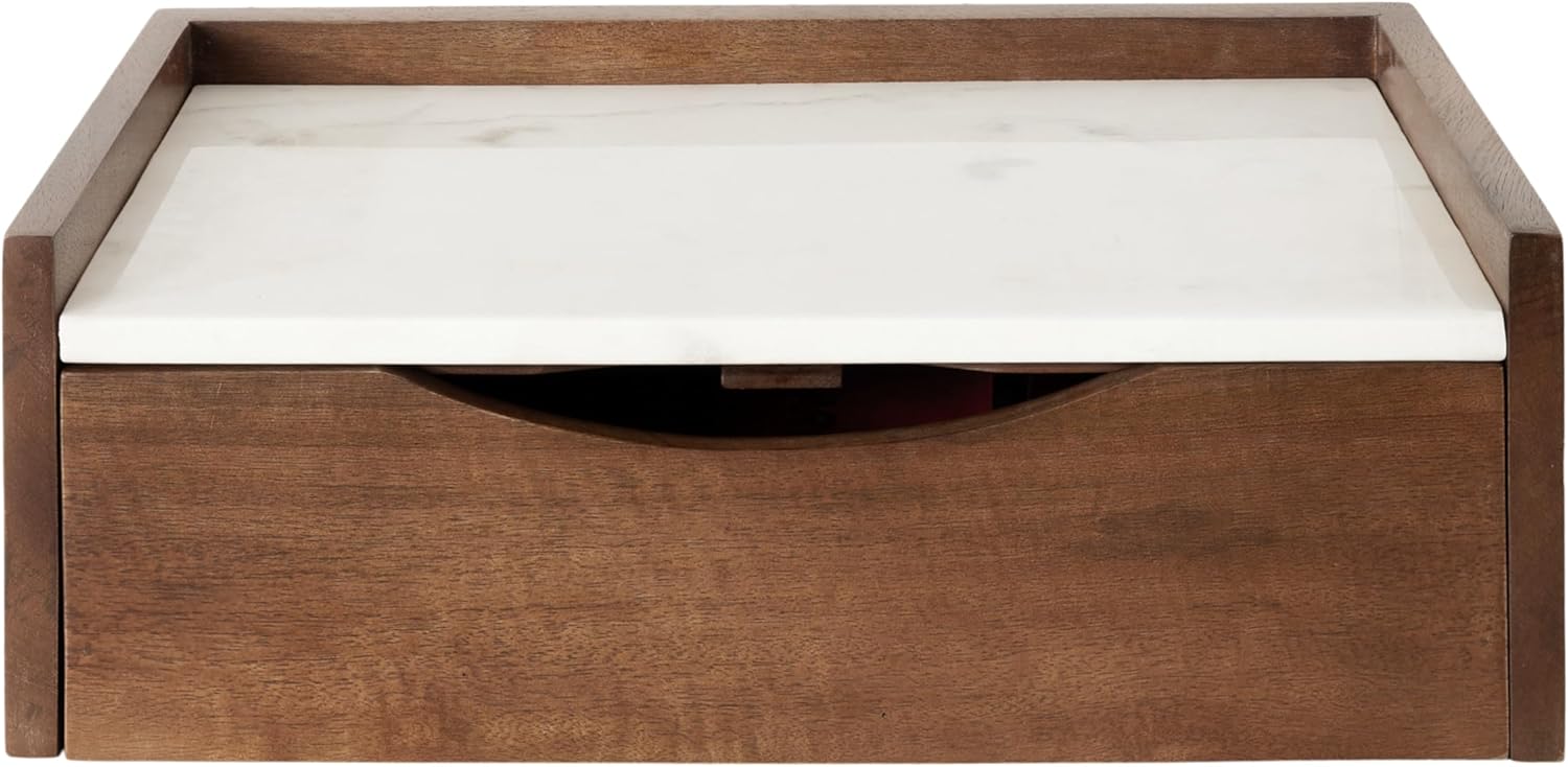 Kate and Laurel Kitt – Mesa auxiliar flotante moderna con cajón de almacenamiento para uso como mesita de noche de dormitorio, 18 x 12 x 7 pulgadas,