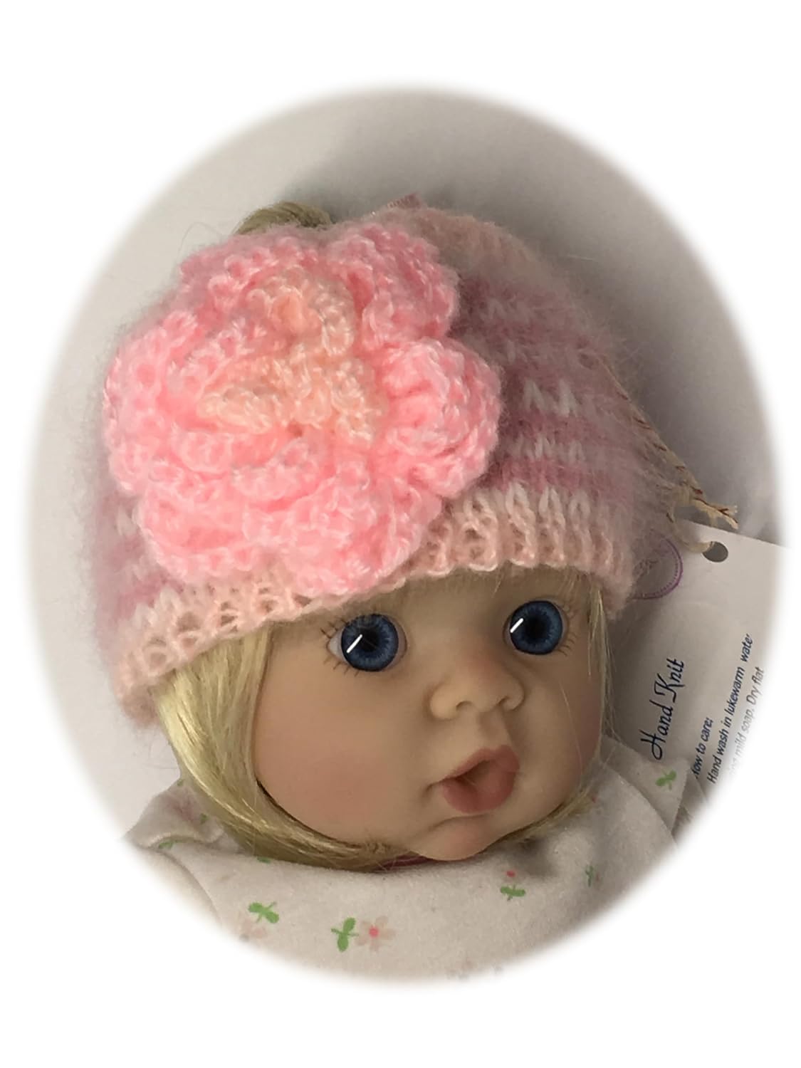 Baby Girl Headband and Matching Socks Booties Set. Handmade of Softest Natural Fibers. Fits 12-18 Months Baby Girl. Pink and White Colors. Designer