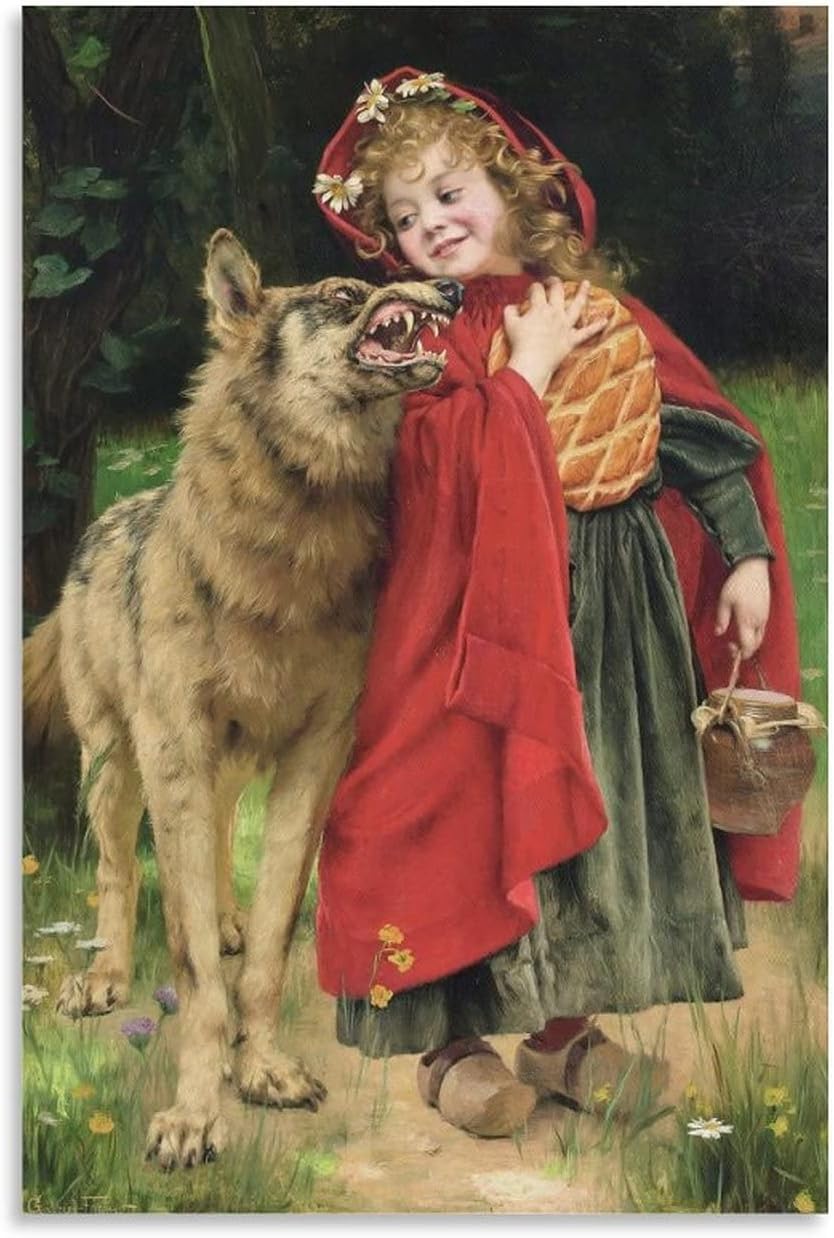 Gabriel Ferrier, Caperucita Roja, Impresiones De Arte, Arte Vintage, Arte De Pared De Lienzo, Impres – Póster artístico en lienzo e impresión