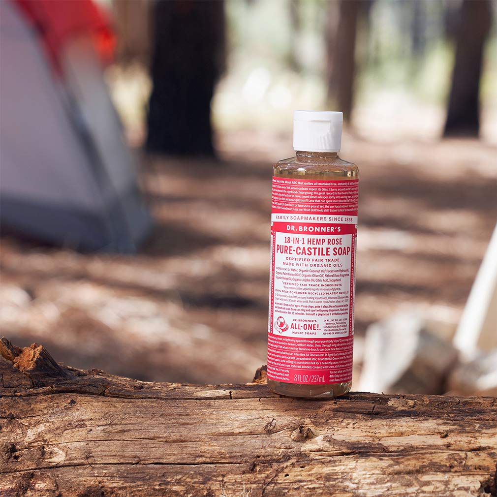 Dr. Bronner’s – Jabón líquido puro de Castilla (rosa, 16 onzas, paquete de 2), hecho con aceites orgánicos, 18 usos en 1 cara, cuerpo, cabello,