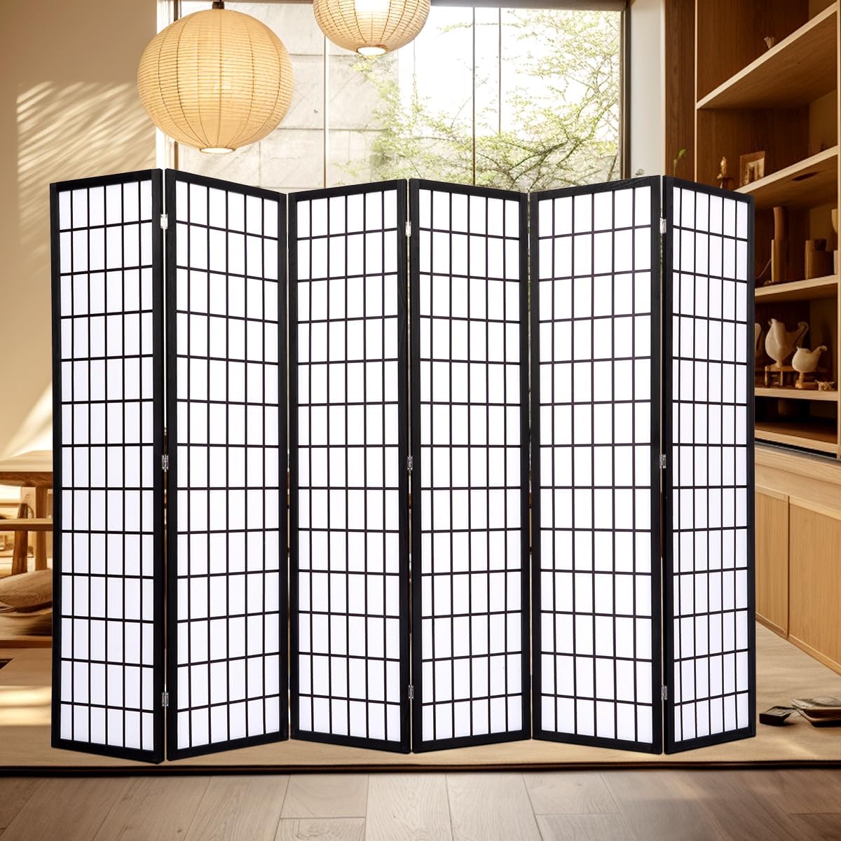 JVVMNJLK Divisor de habitación Oriental Shoji – Divisor de habitación de 6 paneles, divisor para separación de habitaciones, pantalla de privacidad