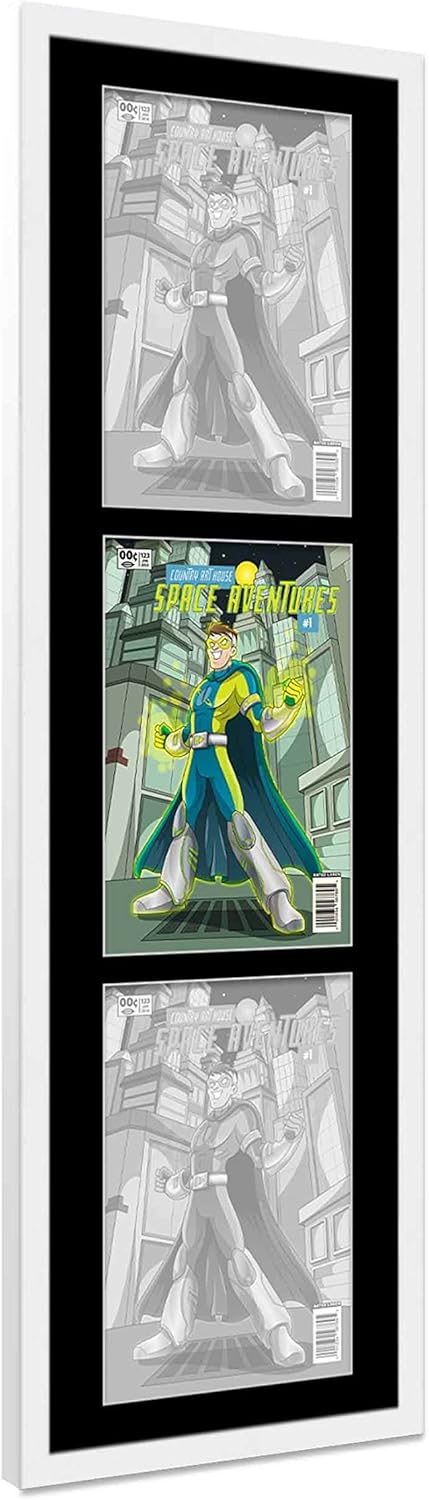 Marco de cómic blanco mate  Para cómics publicados entre 1971 y 1985 (marco de madera maciza de cómic de la Edad Dorada), hecho para exhibir 3
