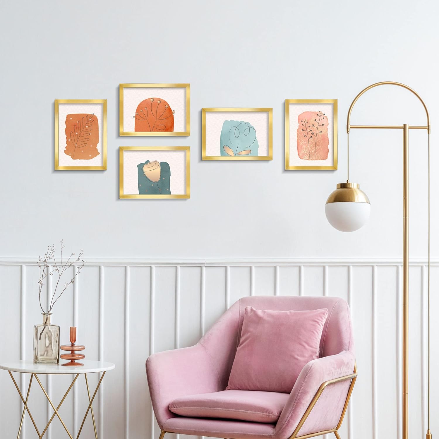 Annecy Portarretratos dorado de 5 x 7 pulgadas (1 unidad), marco de fotos de 5 x 7 pulgadas para decoración de pared o escritorio, estilo clásico