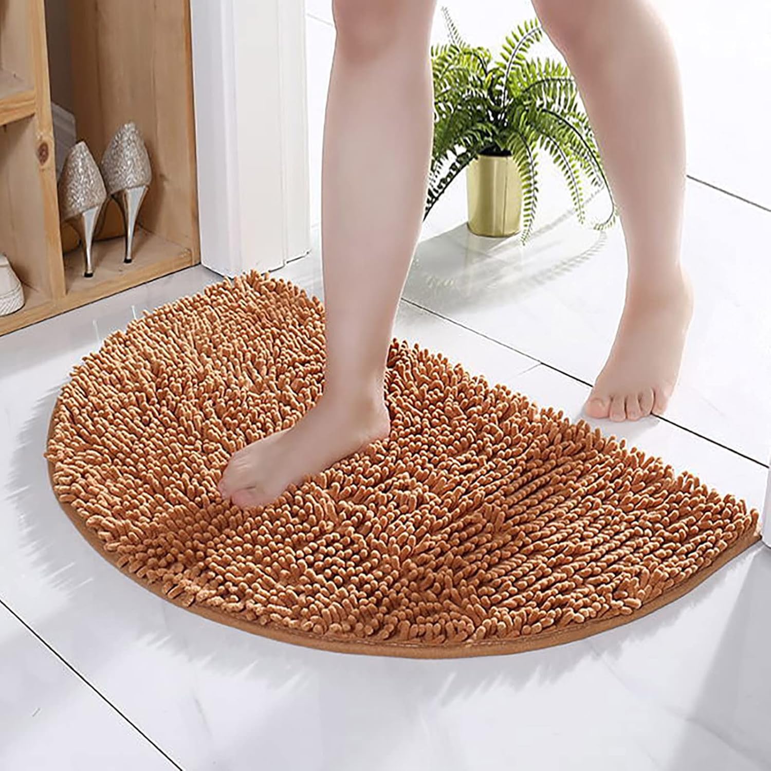 Scceatti Alfombras de baño de 20 x 13 pulgadas, alfombras de baño de medio círculo, suaves, antideslizantes, absorbentes, de secado rápido,
