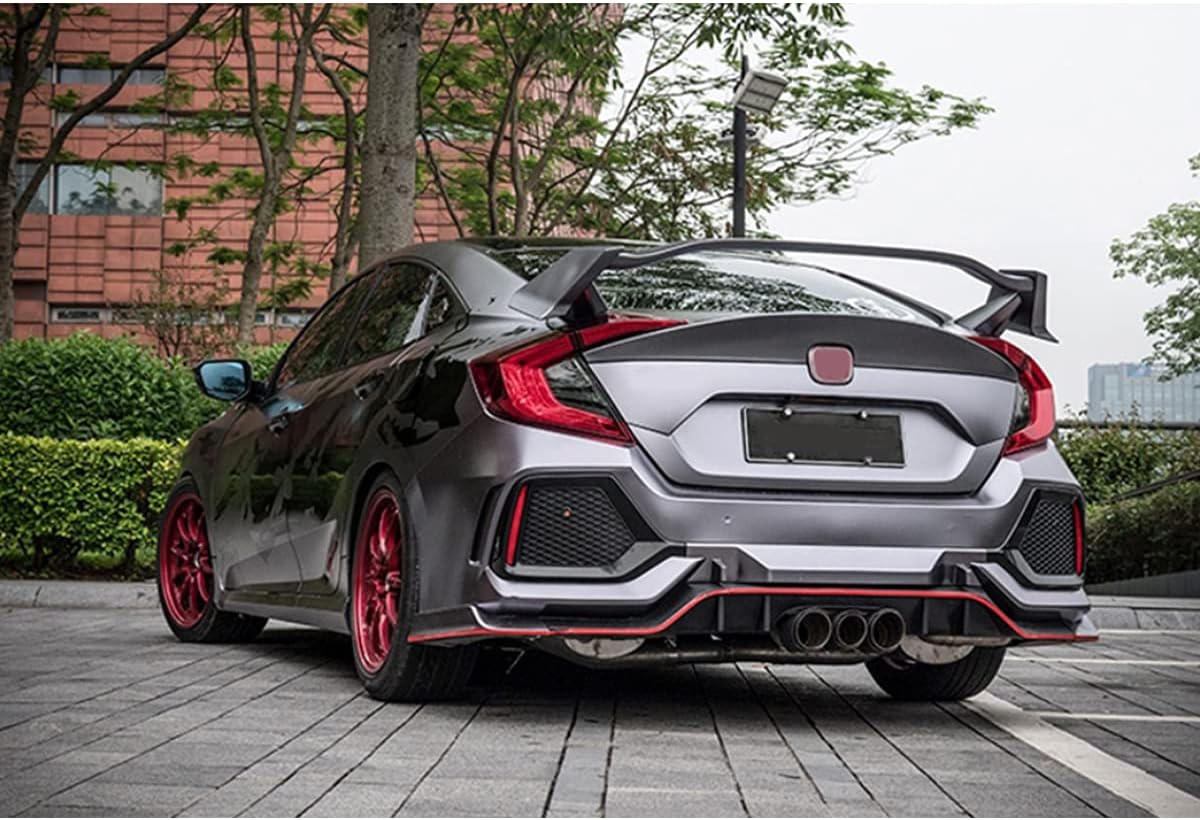 Compatibilidad de alerón trasero con Civic 10 generación 2016-2021 Tapa trasera del maletero Alerón Ala JDM Type-R Estilo ABS Primer Negro