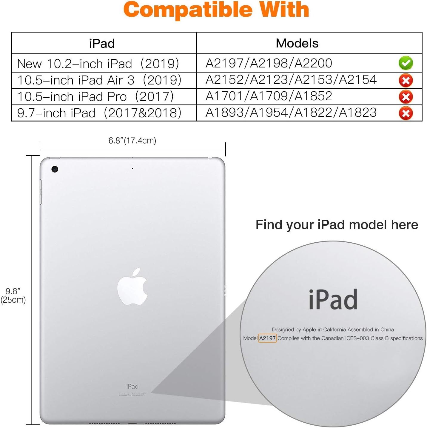 Nuevo iPad de 10.2 pulgadas (2019), iPad 7 generación de 10.2 pulgadas, funda protectora de cuero, soporte ajustable, funda inteligente de encendido