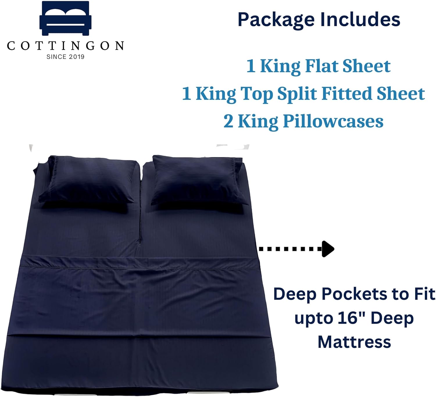 Sábanas Flex Top King para cama numérica de sueño, 100% algodón egipcio, sábanas de 400 hilos para dormir con números de cama (4 piezas) de cabeza