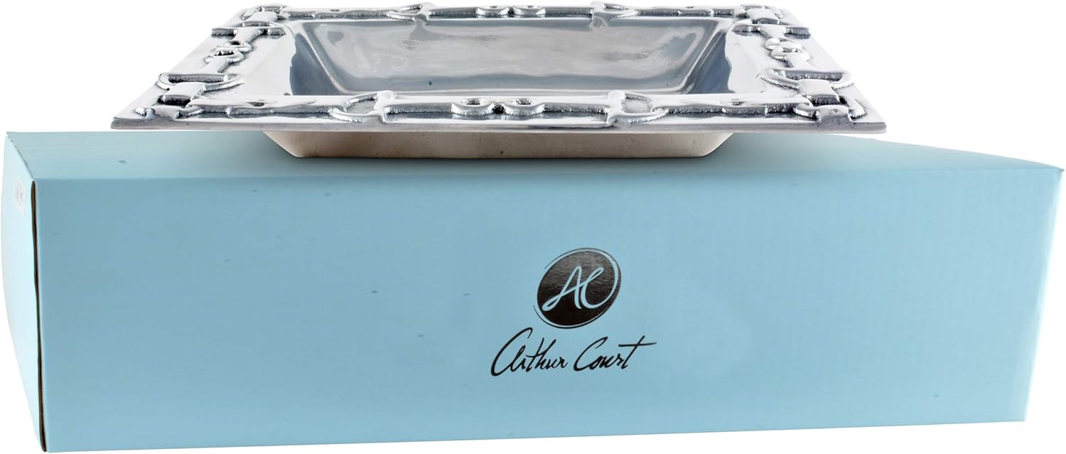 Arthur Court Designs Bandeja de aluminio para servicio de alimentos ecuestres, organizador de almacenamiento de escritorio, catchall, valet, mesita