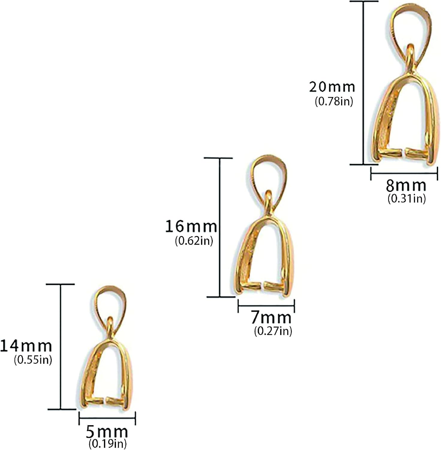 120 piezas de fianza para la fabricación de joyas, 0.78 pulgadas, 0.66 pulgadas, 14 colgantes grandes, conectores de cierre de metal para colgar