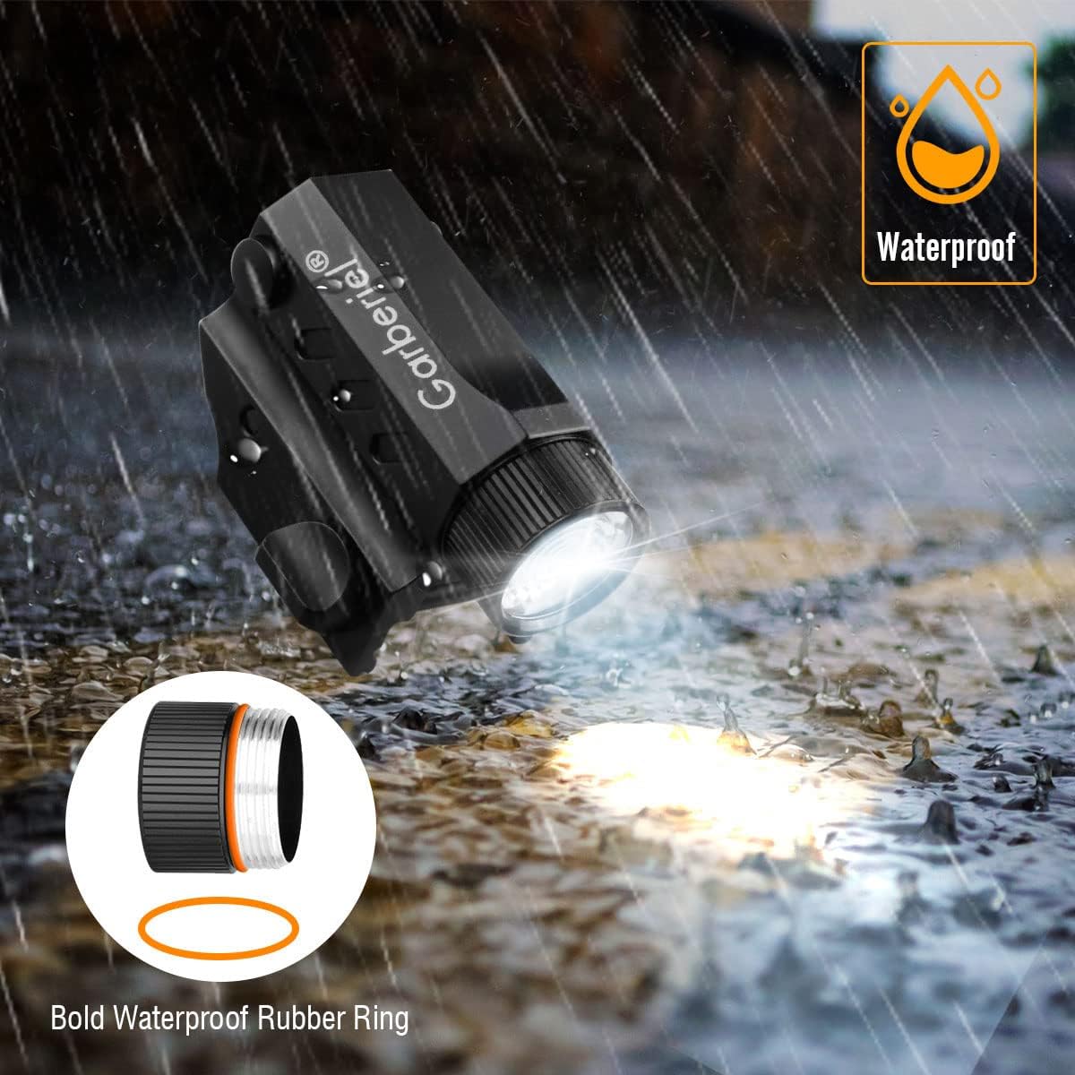 Linterna táctica de montaje en riel de pistola, 1650 LM recargable Glock pistola luz linterna LED con cargador para Glock, linterna de riel