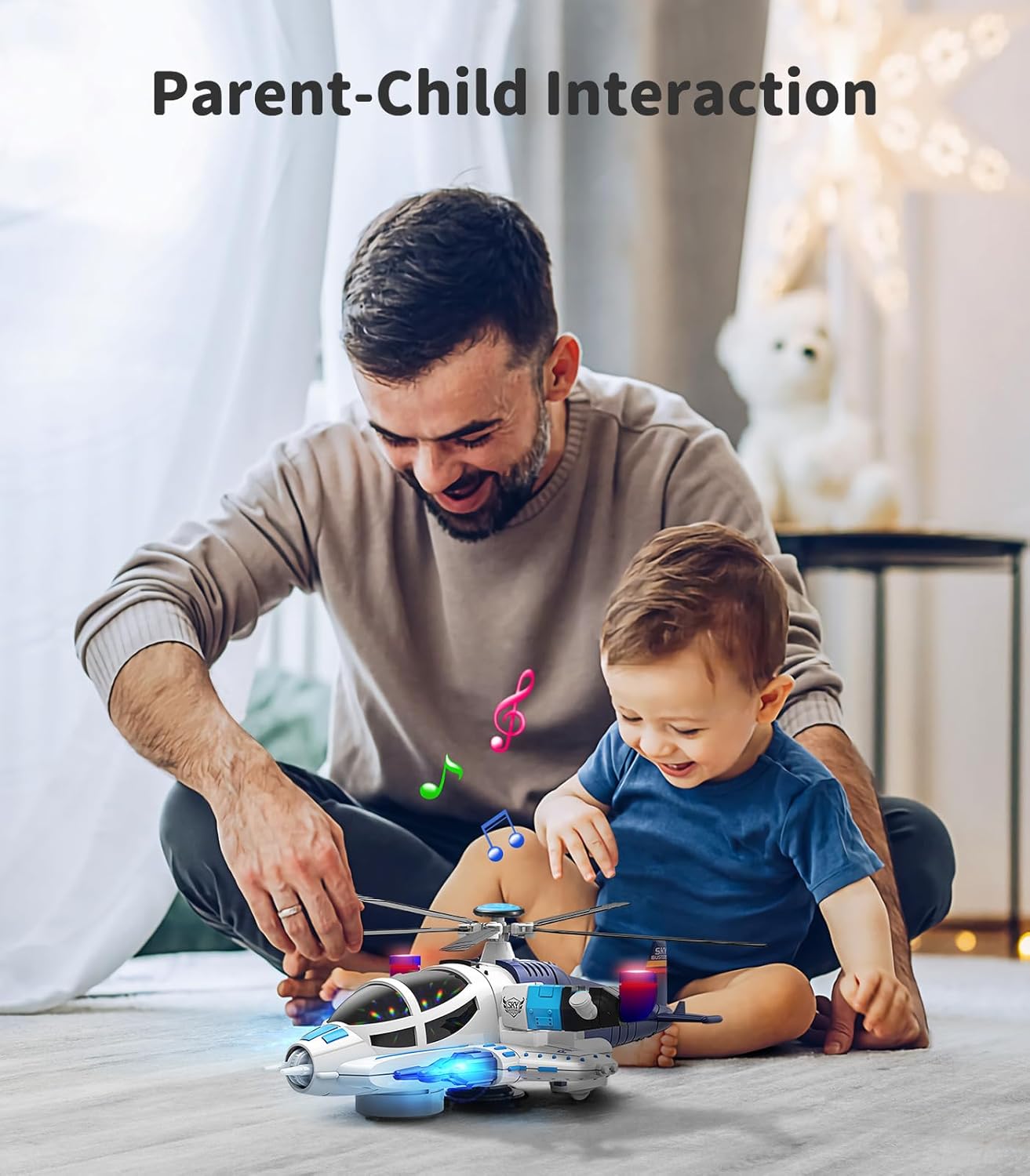 Geyiie Juguetes de helicóptero para niños, avión de juego con luces y sonidos, libertad de 360 y avión de dirección automática, juguetes de