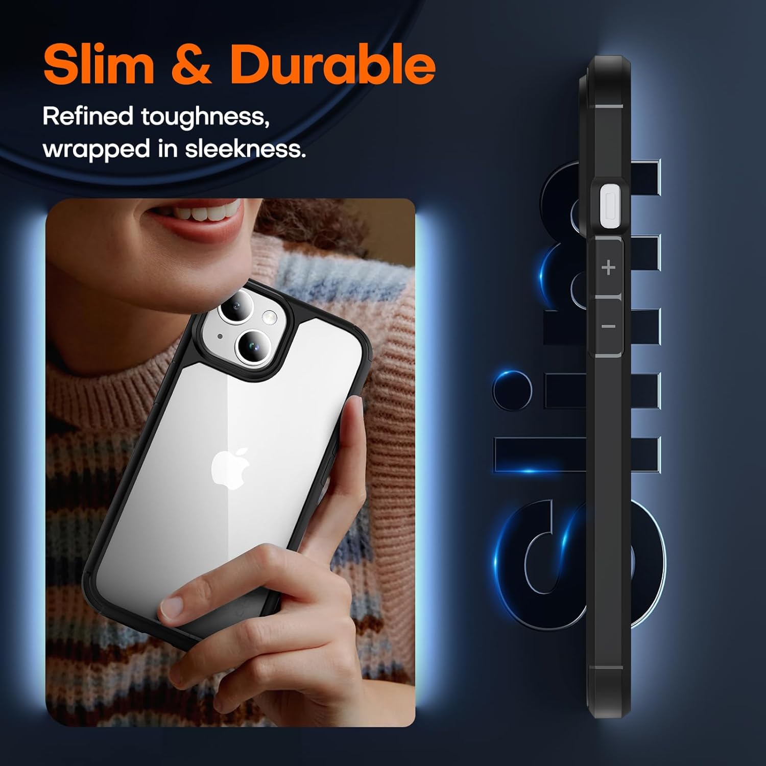 TAURI Funda 5 en 1 para iPhone 15, no amarillenta con 2 protectores de pantalla + 2 protectores de lente de cámara, protección contra caídas de