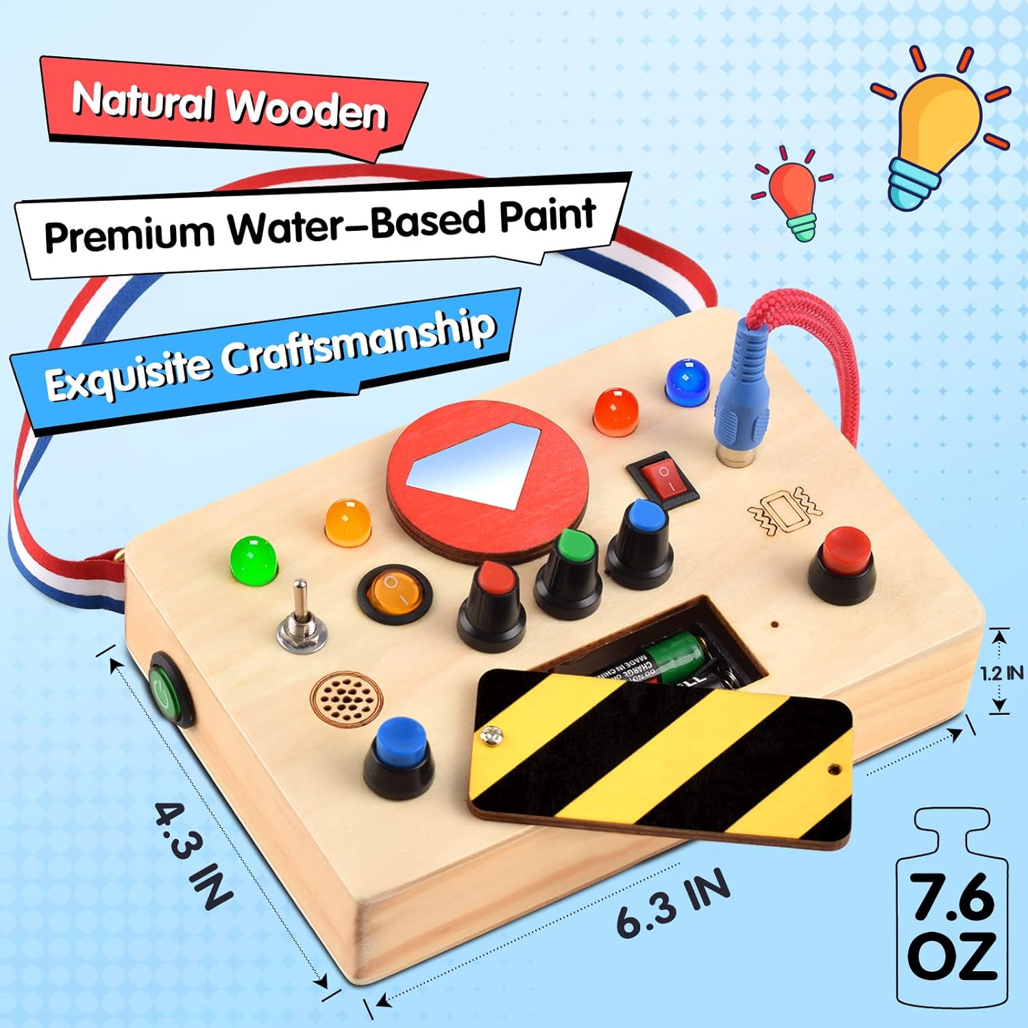 POLKRANE Montessori – Tabla de actividades para niños pequeños  Juguetes Montessori para niños de 1 año en adelante, tablero de actividades para