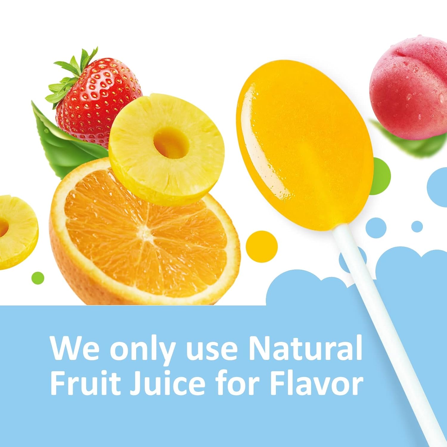 DC24 DAILY CARE Paletas sin azúcar con vitamina C, chupones saludables con xilitol, caramelo duro con sabor a fruta para niños, sin OMG, sin gluten,