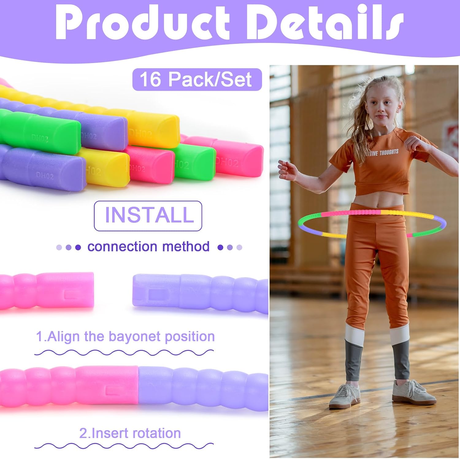 Aro de juguete desmontable de plástico, anillos ajustables, equipo de ejercicio, juguete para niños, juego de baile, deportes, fiesta, entrenamiento
