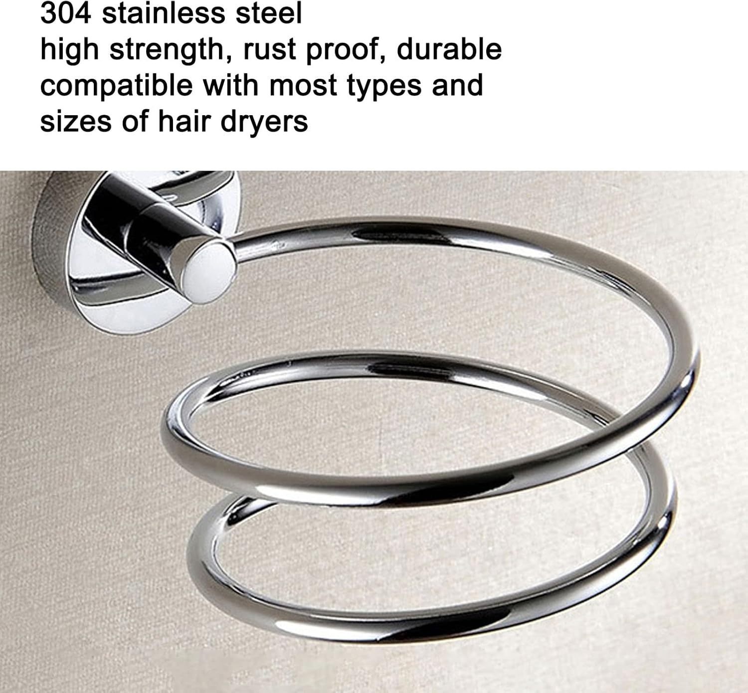VTOSEN Soporte para secador de pelo de acero inoxidable 304, organizador de herramientas para el cabello de montaje en pared para baño, soporte para