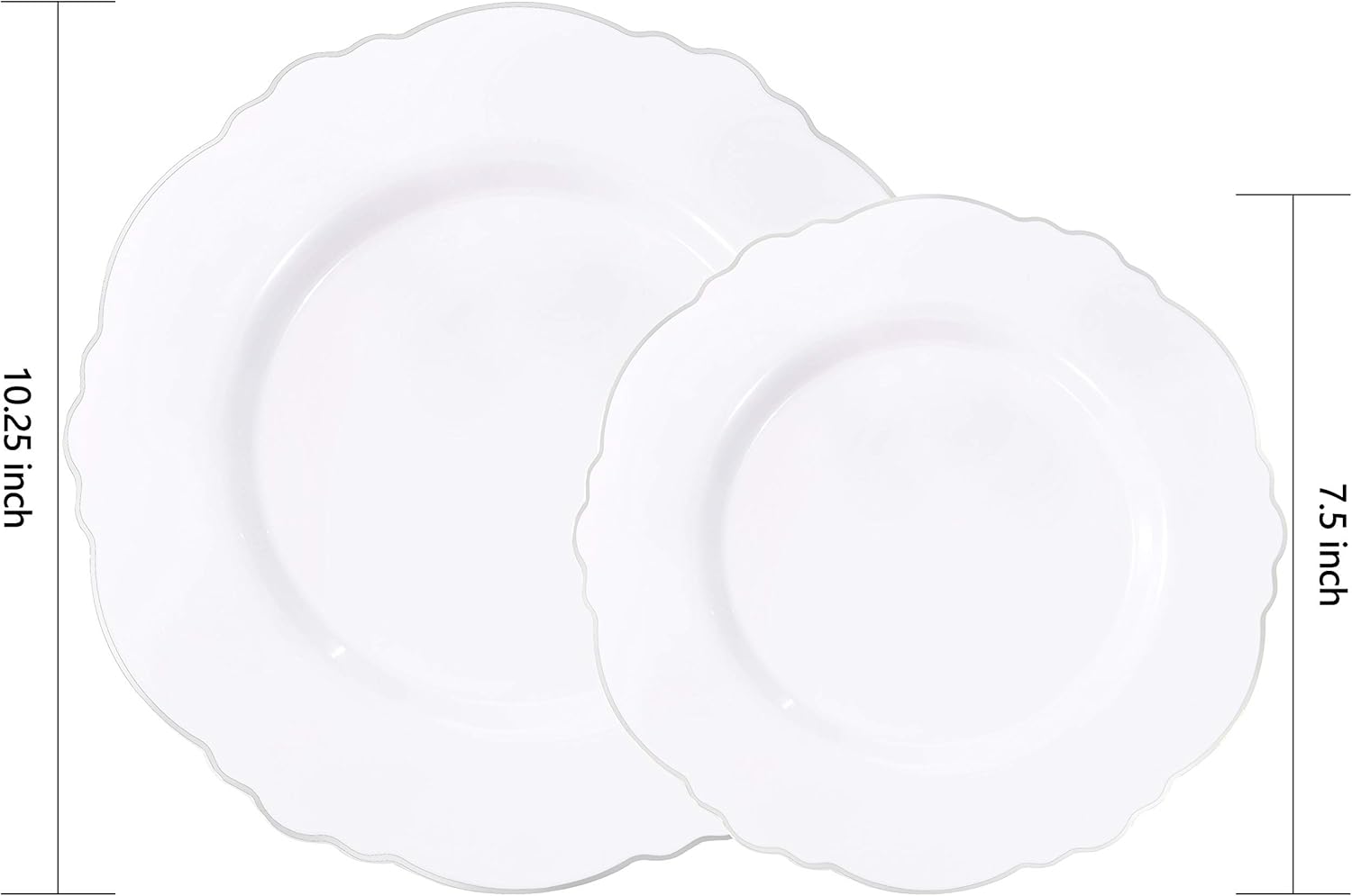 WDF – 125 platos cuadrados negros de plástico con borde dorado y cubiertos desechables dorados, vajilla de plástico que incluye 25 platos de cena de