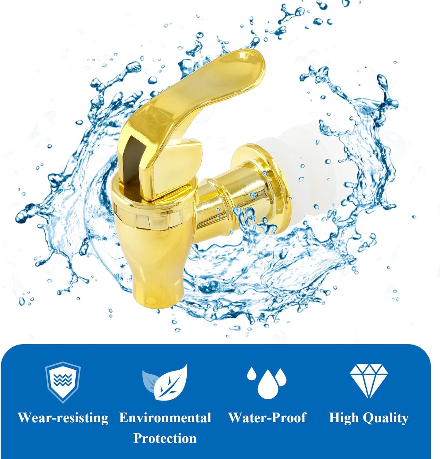 2 piezas de espiga para dispensador de bebidas, reemplazo de grifo de plástico estilo empuje, repuesto para dispensador de agua de bebida, dorado