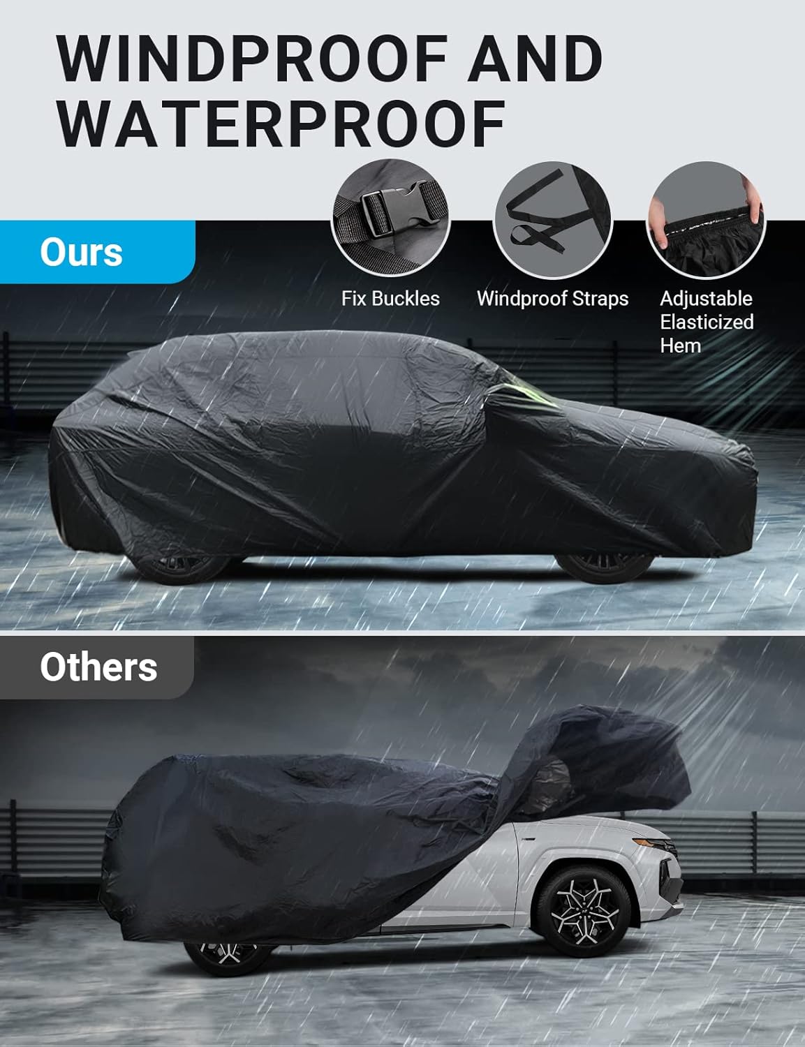 Proadsy – Cubierta para automóvil, para todo tipo de clima, a prueba de viento, polvo, nieve, lluvia, rayos UV y granizo, para interiores y