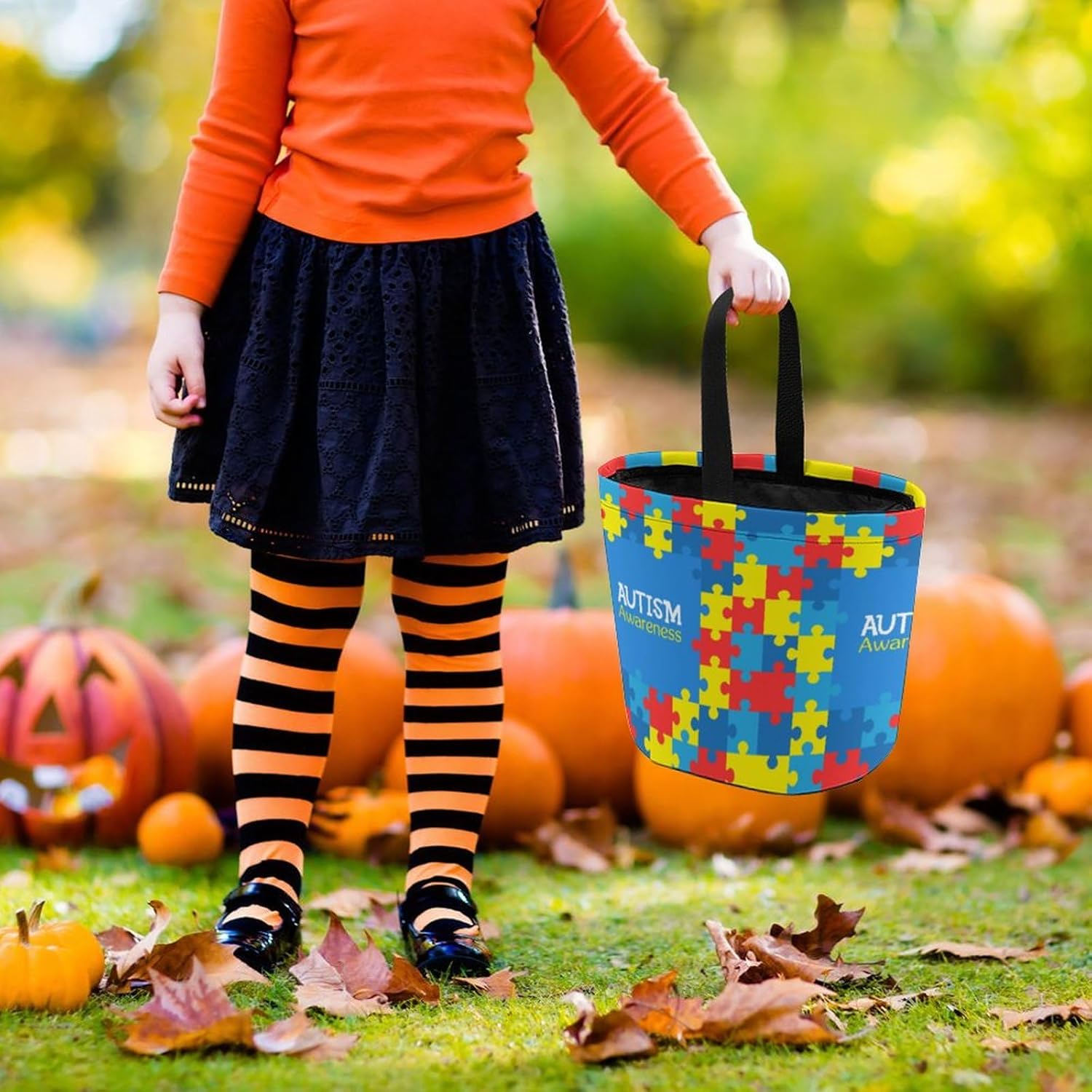 Cesta de dulces para niños, para concientización sobre el autismo, para Halloween, fiesta, decoración del hogar