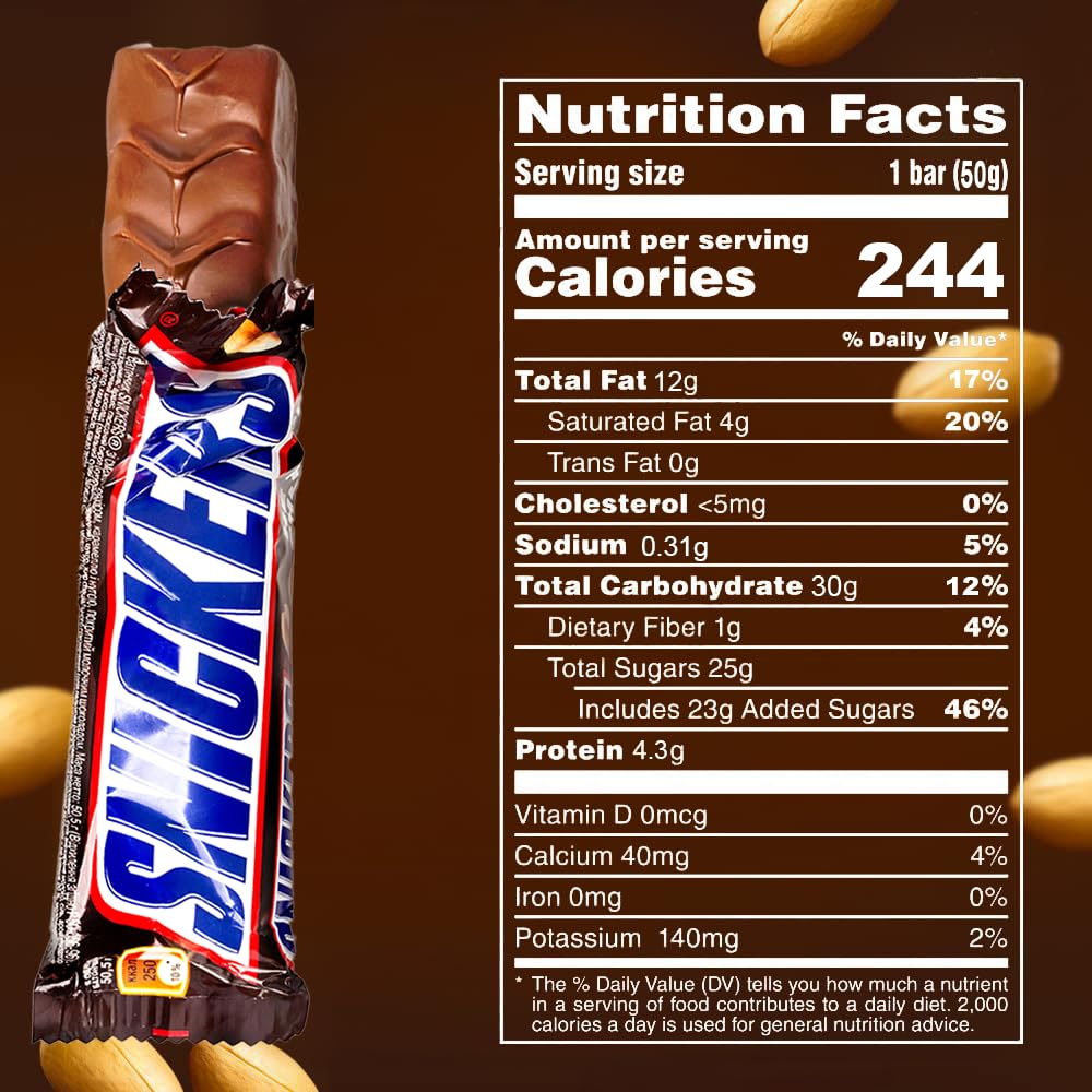 Snickers Candy Bar turrón envuelto individualmente, cacahuetes tostados y delicias de caramelo cubiertas con chocolate con leche (embalaje KH)