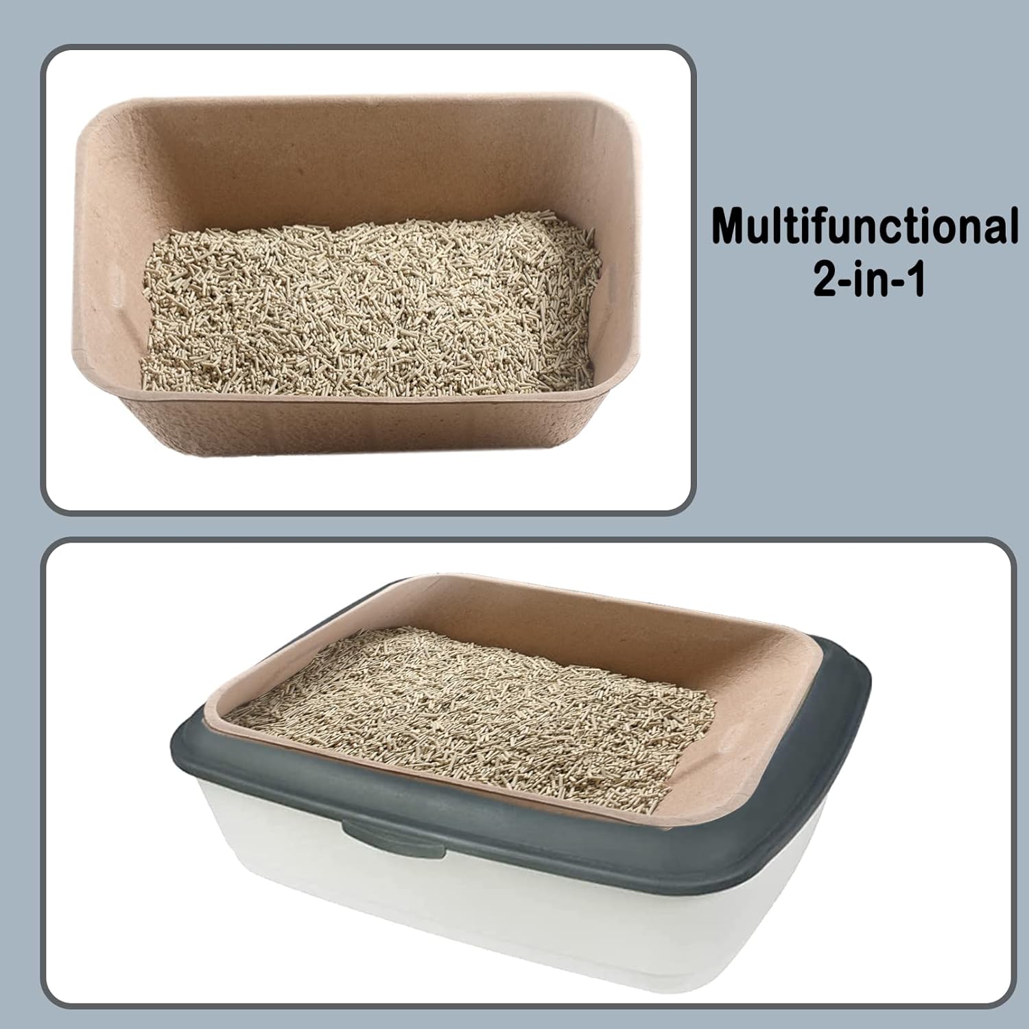 PINVNBY 8 Pcs Disposable Litter Boxes for Cats Paper Cat Litter Trays Cardboard Liner Tray for Kitty, Rabbit and Other Small Animal Indoor Outdoor