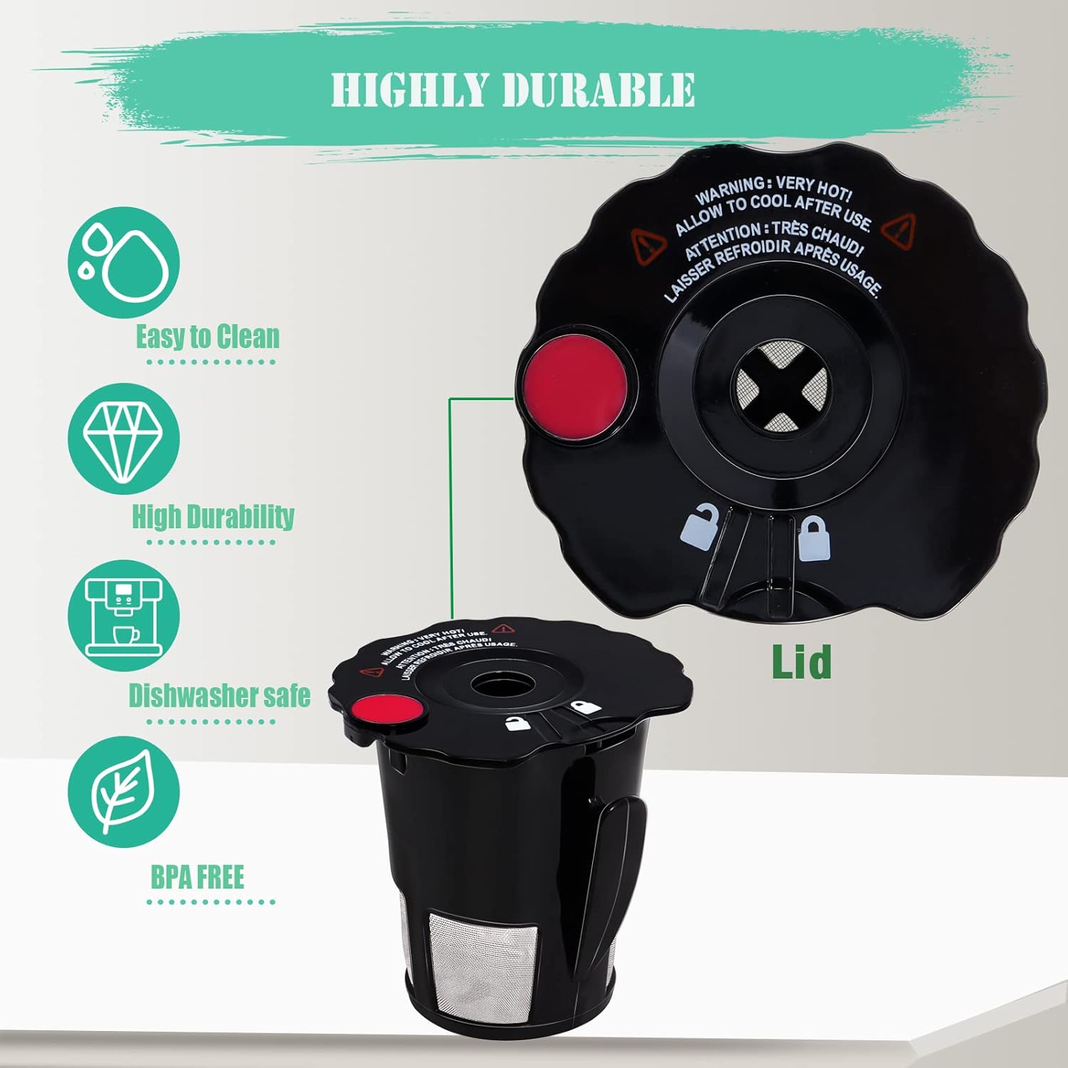 My K Cup – Filtro de cápsulas de café reutilizables para cafeteras Keurig 2.0 K200 K250 K300 K350 K400 K450 K460 K475 K500 K550 K560 K575 paquete de