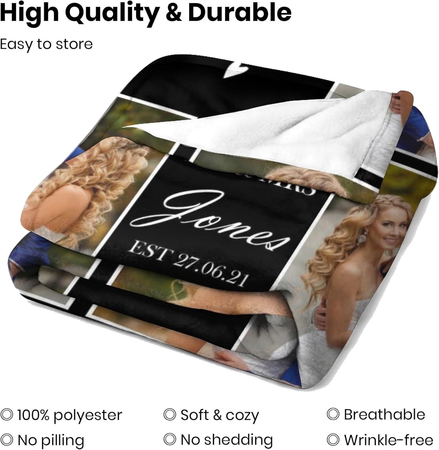 Mantas personalizadas con texto fotográfico, manta personalizada con imágenes, mantas personalizadas con collage de fotos, cumpleaños, Navidad,