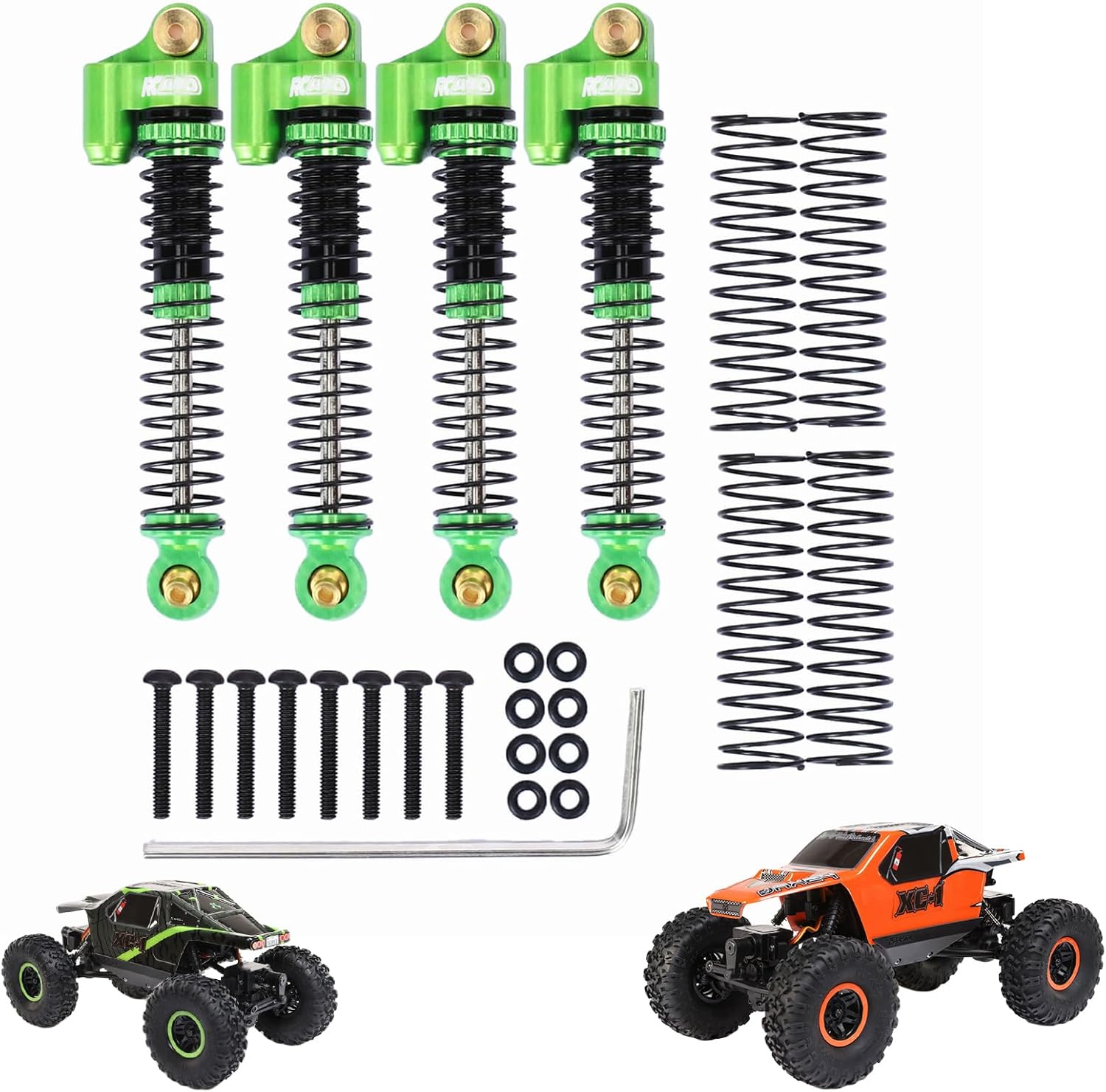RCAWD Amortiguadores RC para Axial AX24 XC-1 4WS con mejoras de resortes adicionales, piezas de amortiguador de amortiguadores RC delanteros y