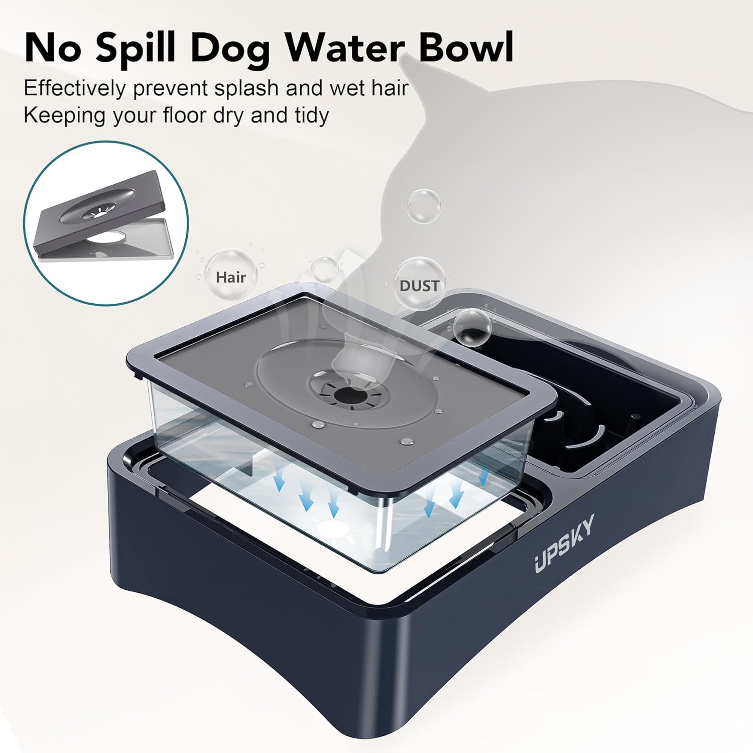 UPSKY Cuencos elevados 2 en 1 para perros, comedero lento, 4 alturas ajustables, soporte elevado para perros, dispensador de tazón de agua para