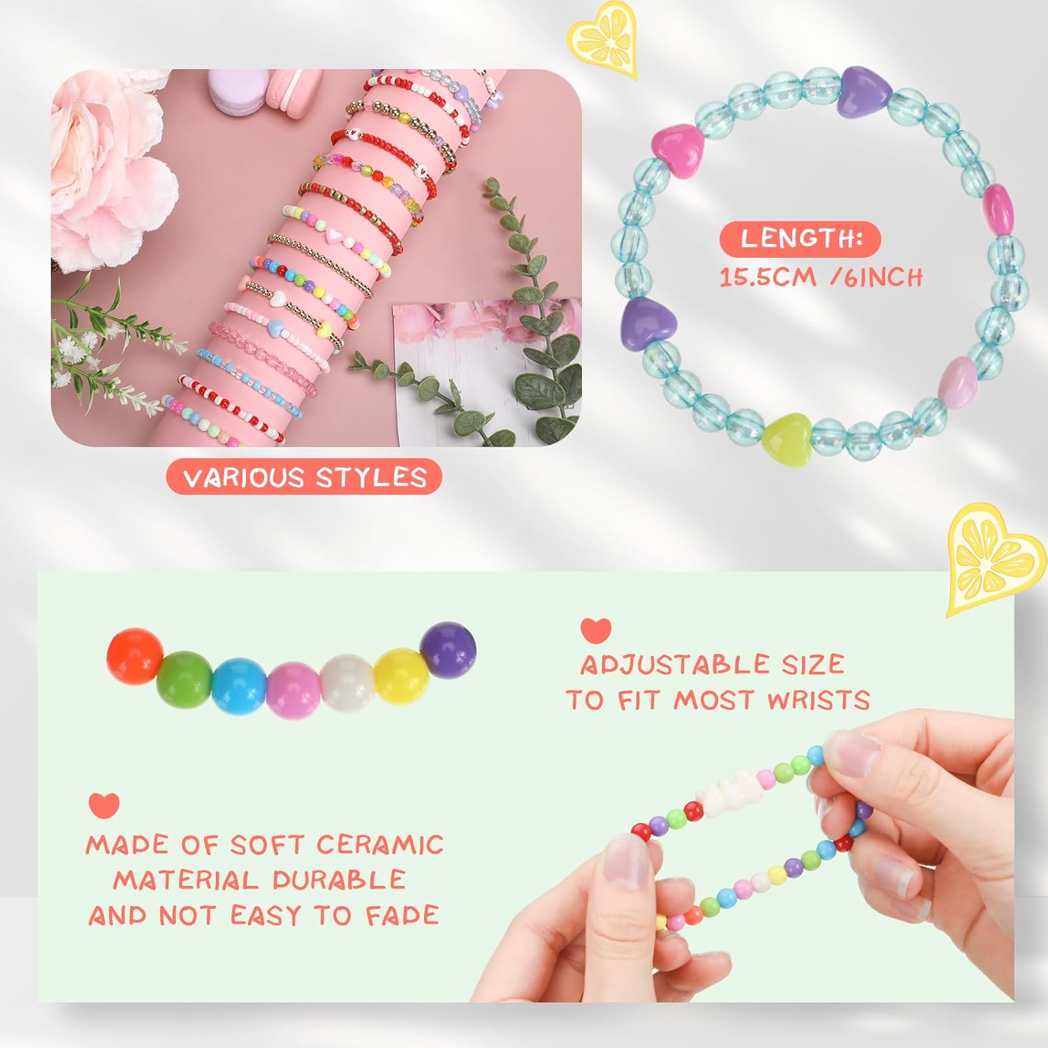 Juego de 48 pulseras de la amistad coloridas para niños, pulseras de cuentas ajustables, lindas pulseras de amistad de princesa, juego de pulseras