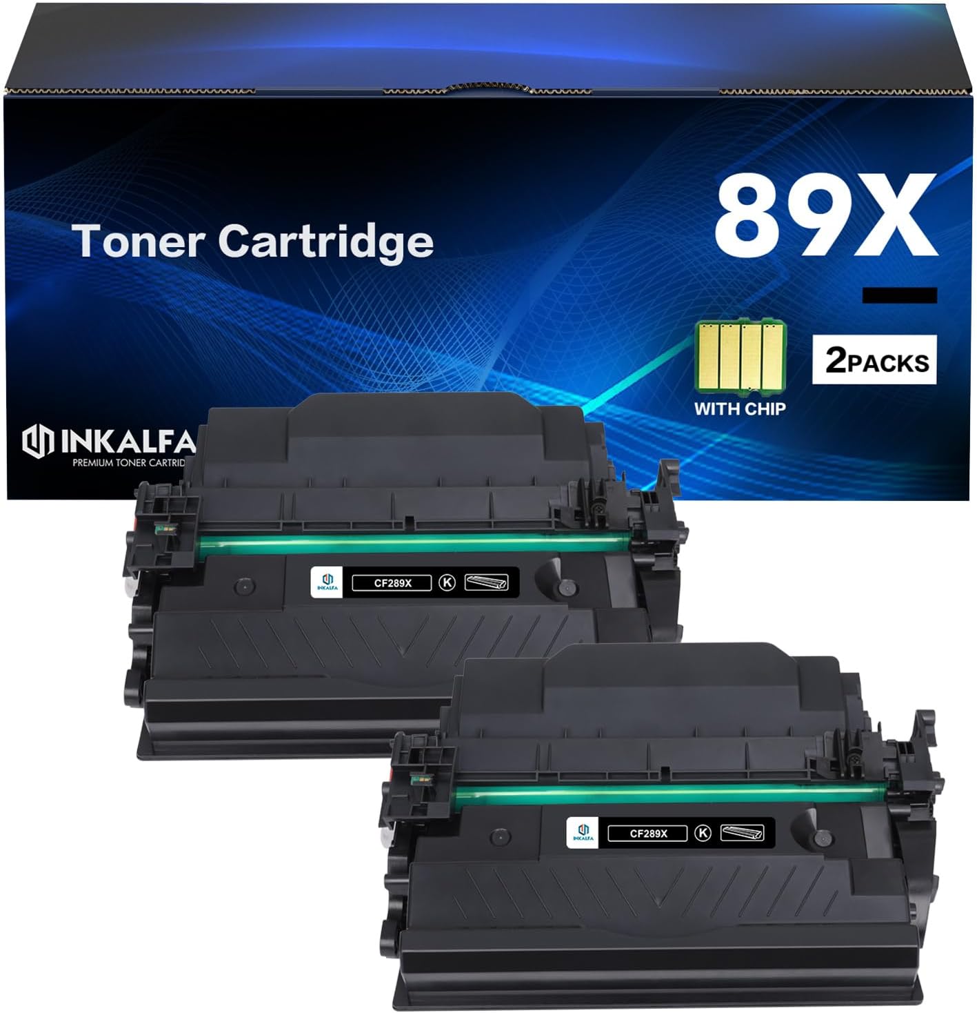 CF289X 89X – Cartucho de tóner negro con chip de alto rendimiento, 2 unidades de repuesto compatibles para HP 89X CF289X 89A CF289A para HP