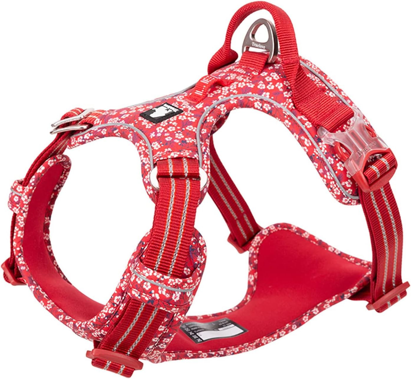 Truelove TLH5655 – Arnés para perro con clip frontal ajustable, ajustable, sin tirones, reflectante, cómodo, duradero, suave, de algodón, con asa