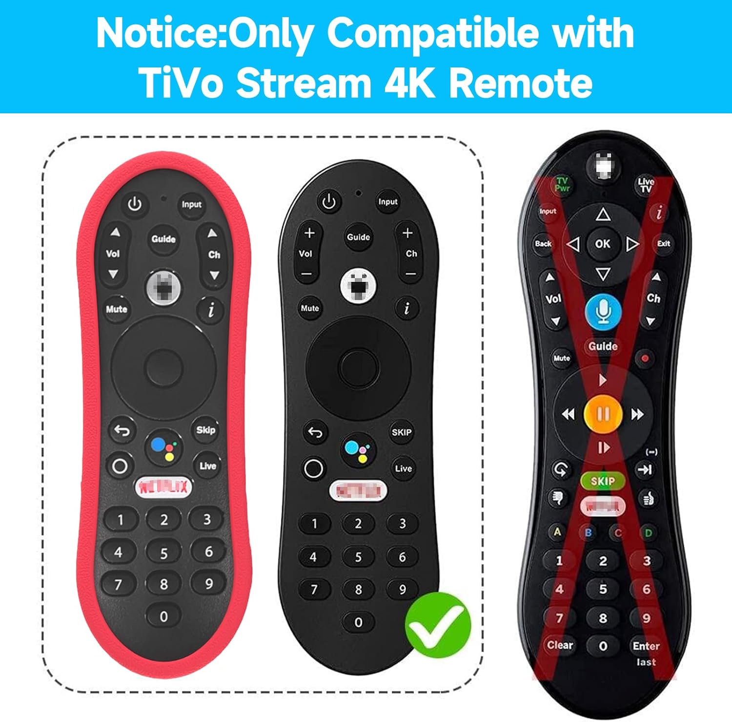 SIKAI – Funda protectora de silicona para control remoto TiVo Stream 4K, a prueba de golpes, antipérdida, para control remoto TiVo Stream 4K, con