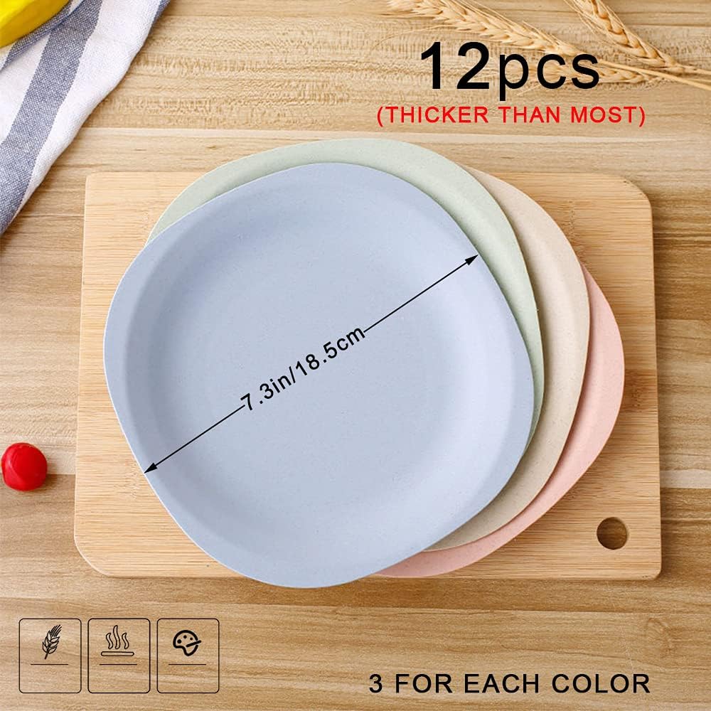 Paquete de 12 platos de postre, platos de ensalada cuadrados gruesos para aperitivos, platos pequeños de 7.3 pulgadas, plato de aperitivo, plato de