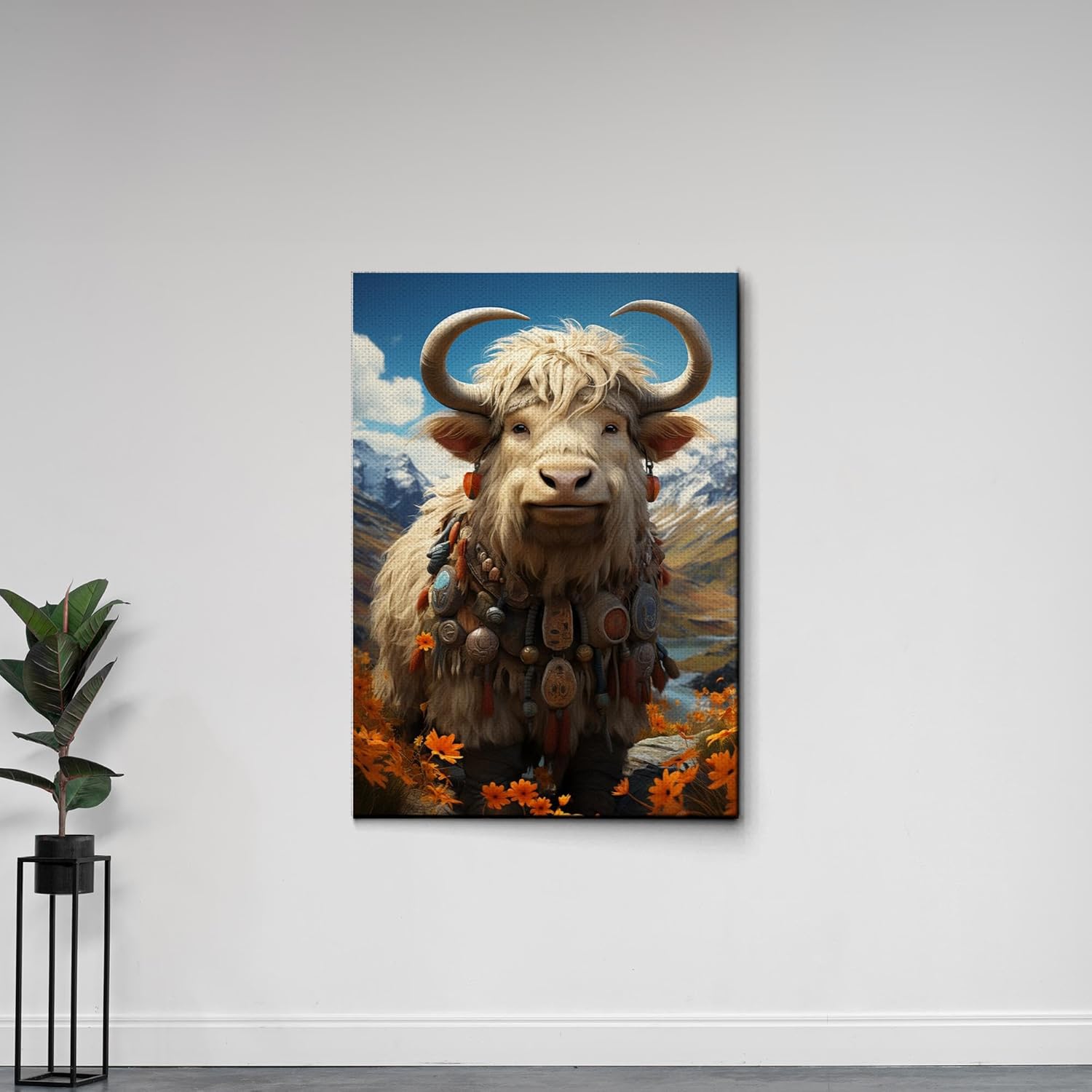 printable wall art, aesthetic room decor, fireplace mantel art, nursery wall decor, yak printing art, yak
