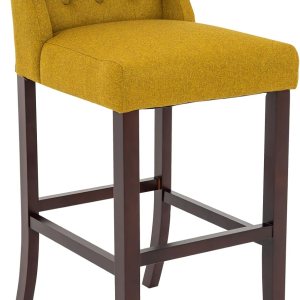 Brage Living Taburete de bar de 30 pulgadas, taburete de bar de tela de lino con botones y patas de madera maciza, silla de bar tapizada sin brazos Brage Living Taburete de bar de 30 pulgadas, taburete de bar de tela de lino con botones y patas de madera maciza, silla de bar tapizada sin brazos