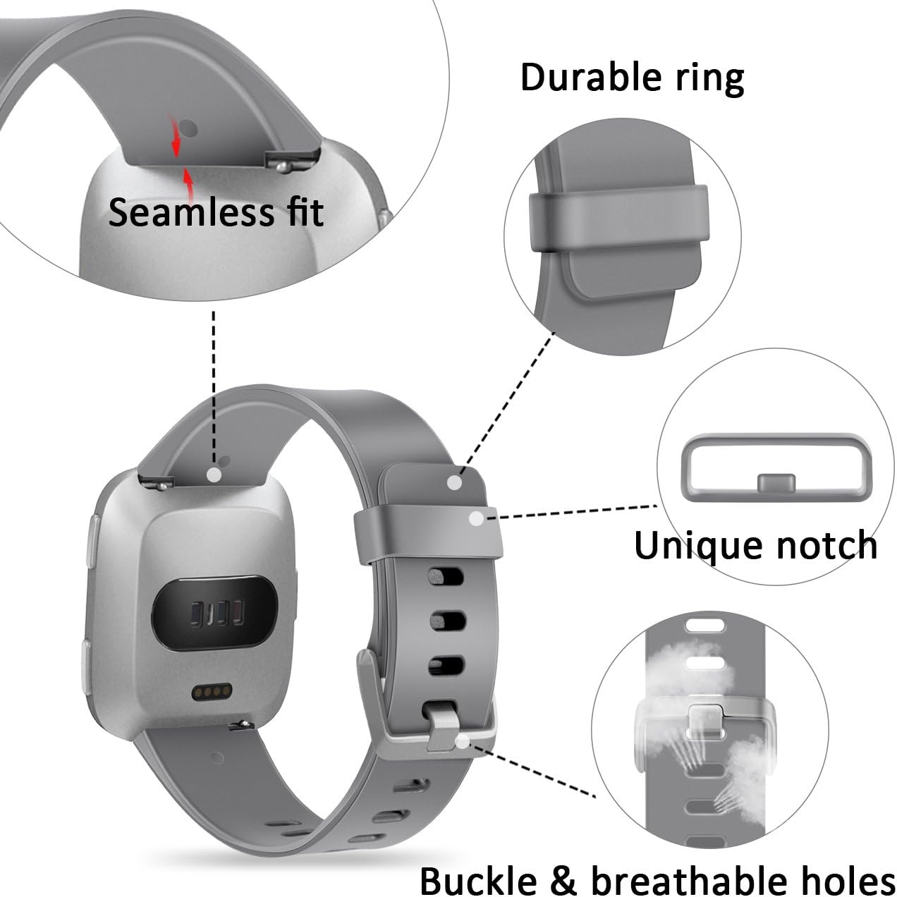 Wepro – Correas para reloj inteligente, compatibles con Fitbit Versa, Versa 2 y Versa Lite SE, para mujeres y hombres, pequeños y grandes