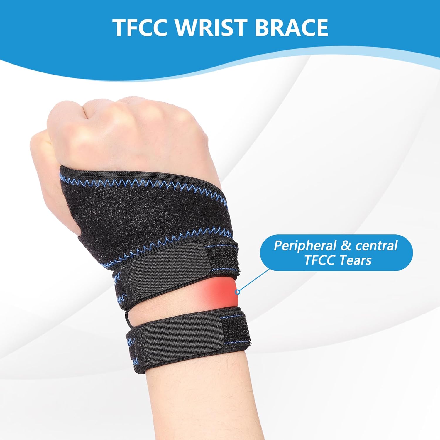 1 par de muñequeras para desgarros TFCC, muñequeras para tendinitis, muñequera ajustable para dolor de muñeca de lado cubital, inestabilidad DRUJ,