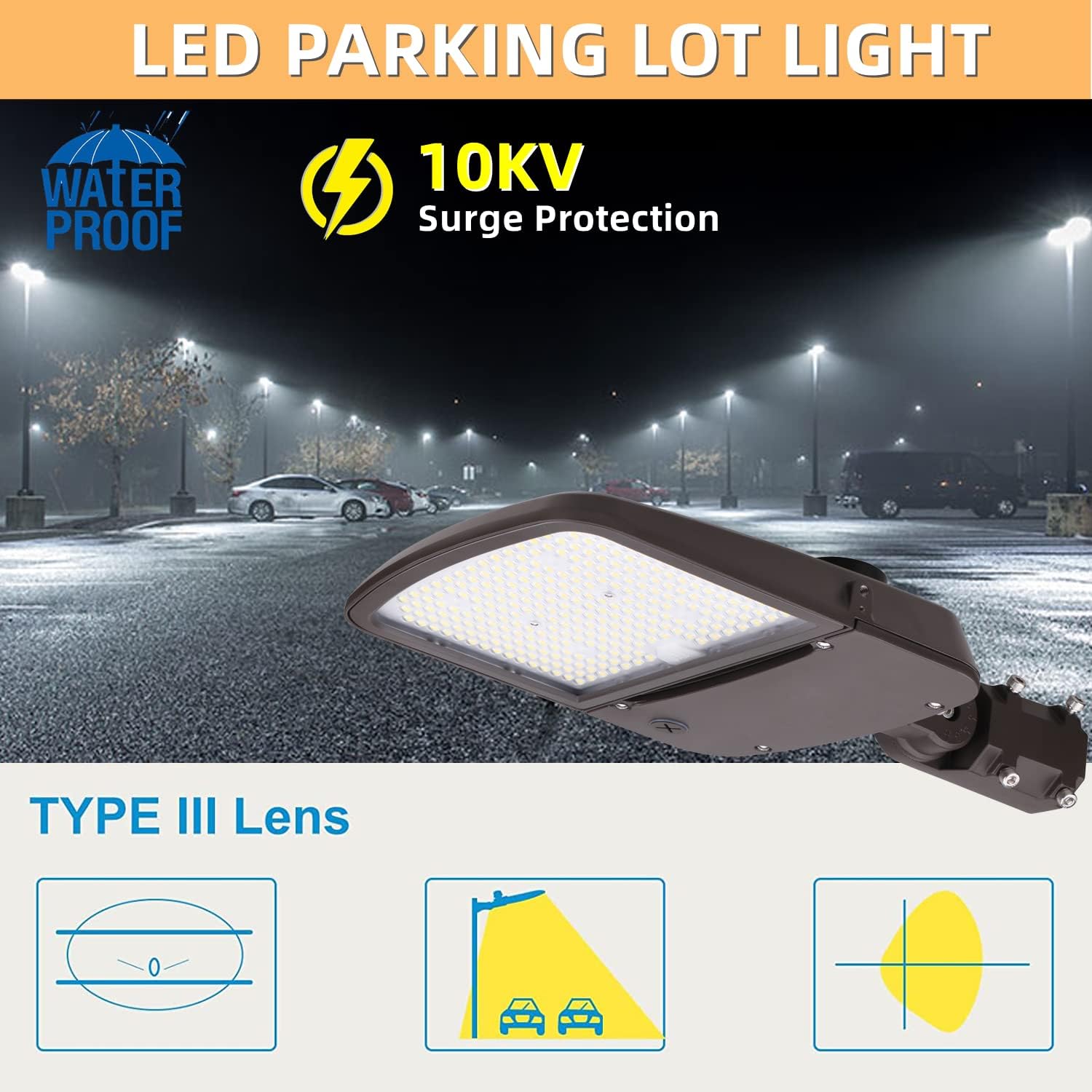 Luz de estacionamiento LED regulable de 200 W para exteriores con fotocélula del atardecer al amanecer, 30000LM (150LMW) 5000K 750W HPSHID Equiv,