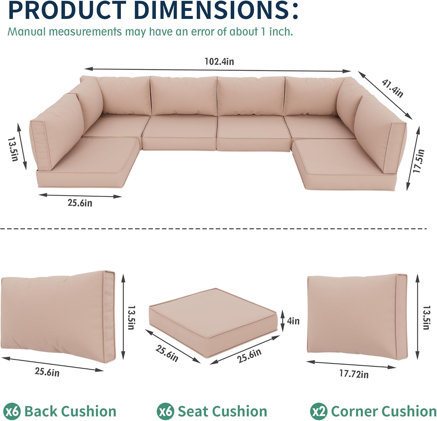 Amopatio Cojines de repuesto para muebles de patio, cojines impermeables para muebles de patio, cojines de asiento profundo, cojines de asiento de