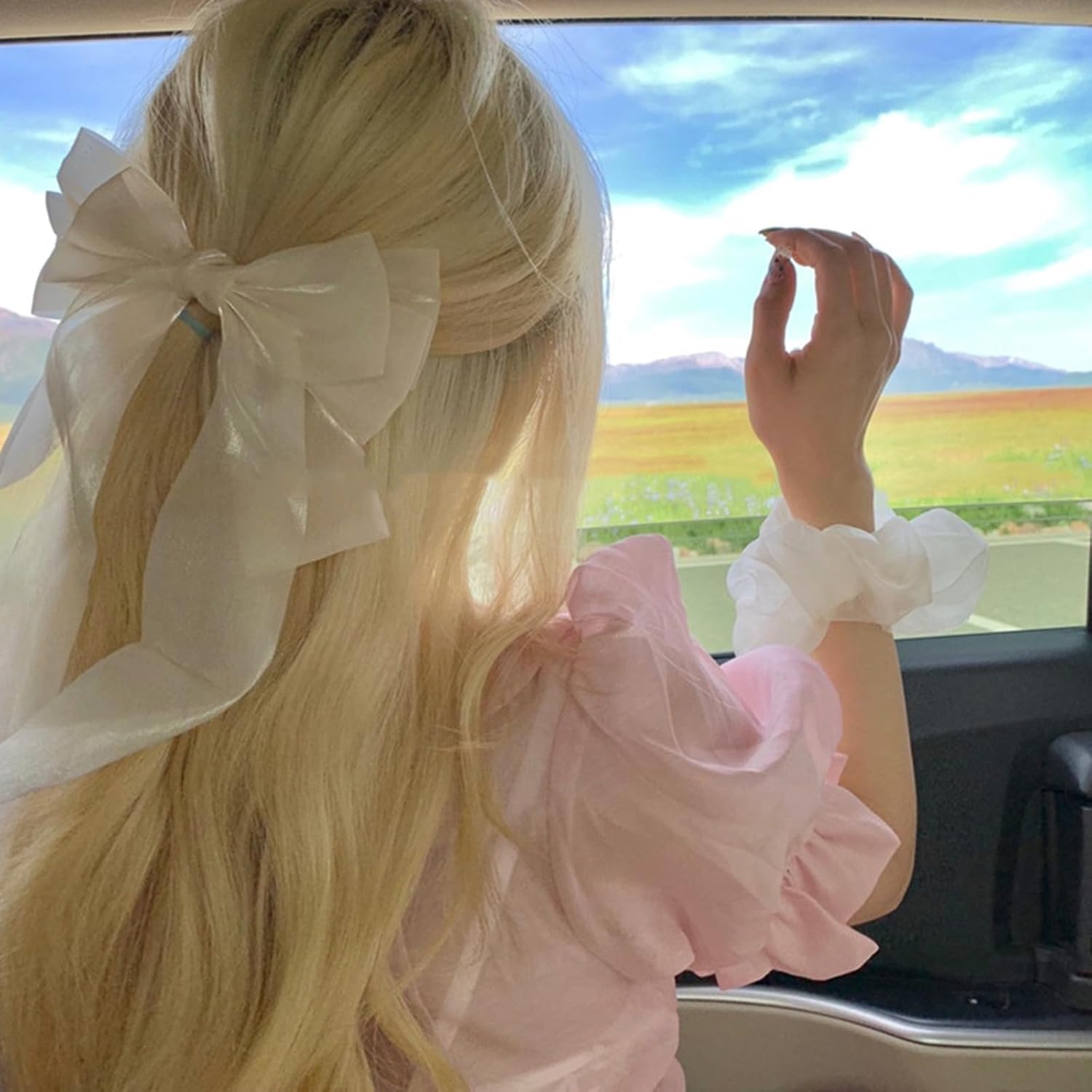 papasgix Lazos para el pelo para mujeres y niñas, clip de lazo con colas largas, lazos para el pelo, cintas para el cabello, accesorios para el