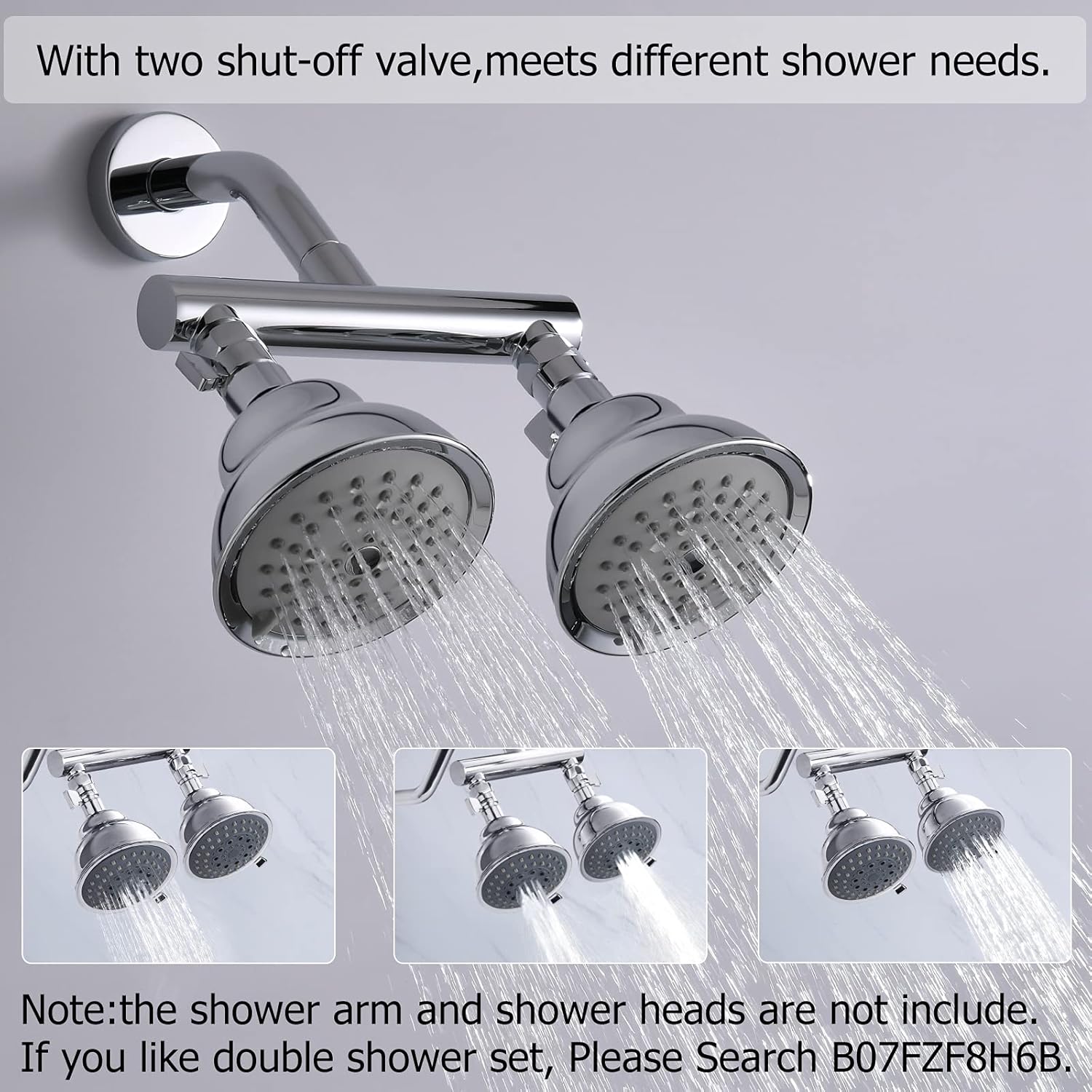 HAOXIN Colector de ducha de doble salida con válvula de cierre, adecuado para sistema de ducha de doble rociador, cromo, STC03