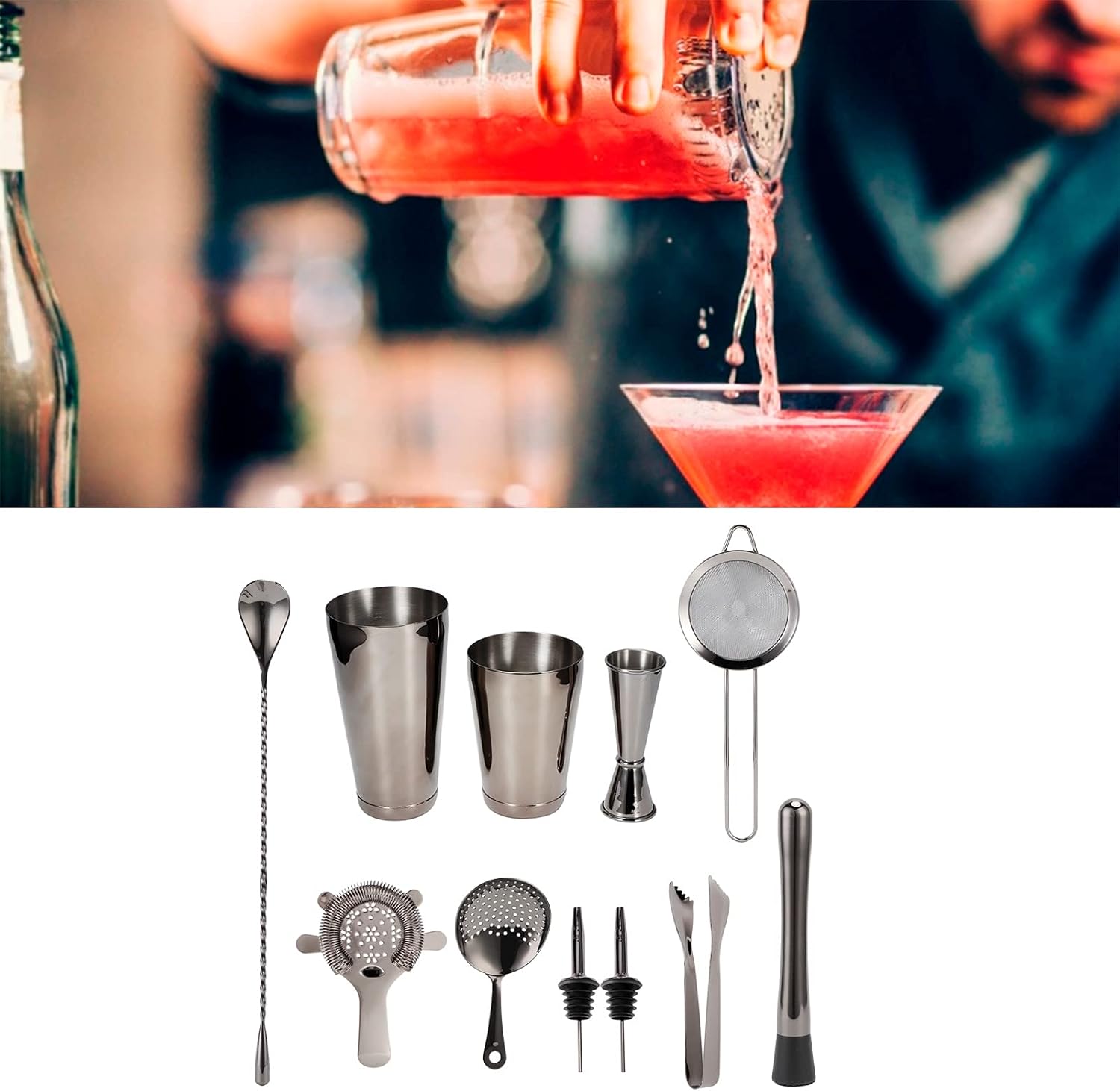 Kit de camarero, solo lavar a mano, buen sellado, fácil de usar para barman para Año Nuevo para vacaciones para inauguraciones de la casa (negro