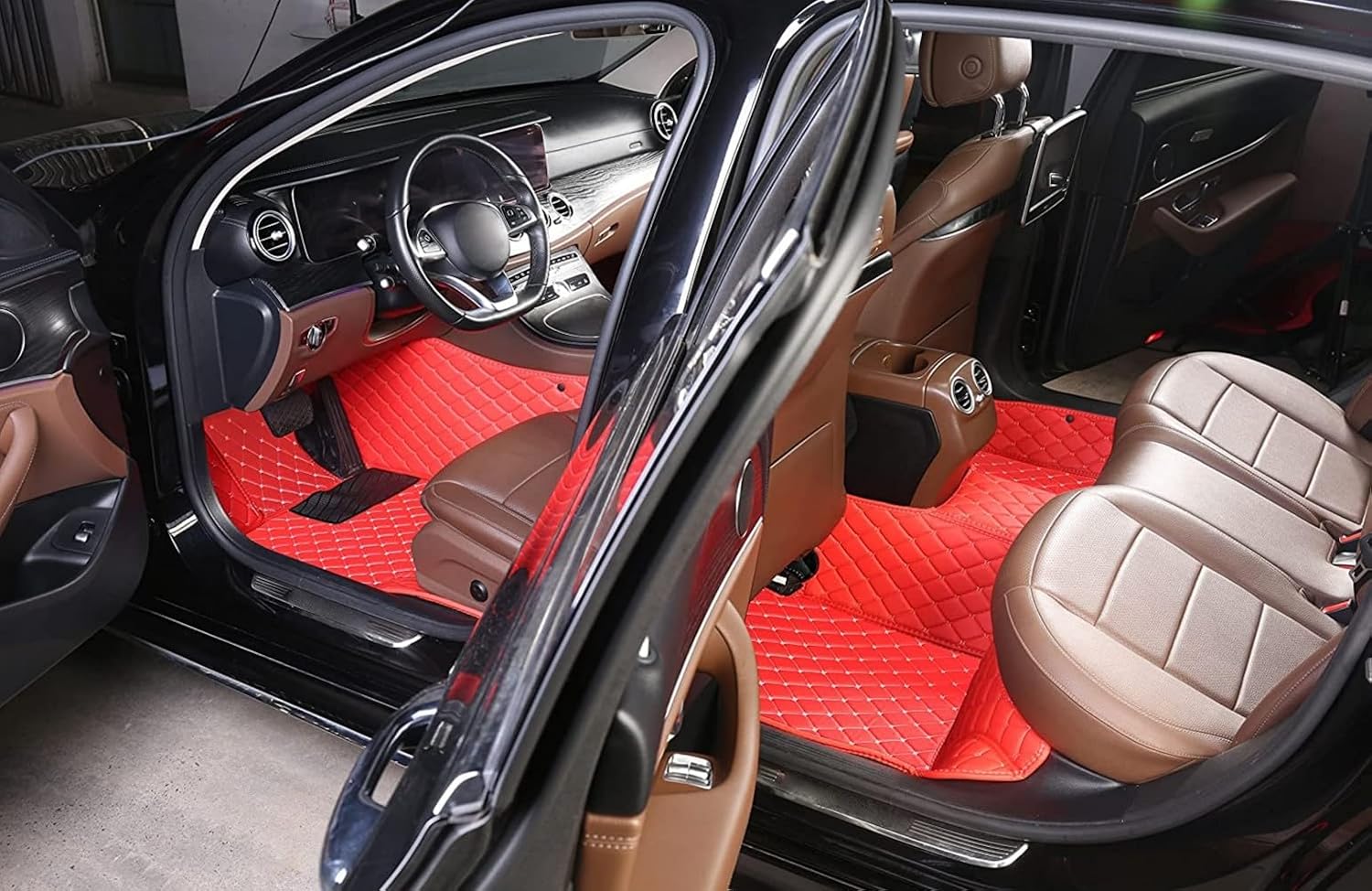 ATMASAD Alfombrillas de cuero de lujo con protección para todo tipo de clima para el 99.99 % de automóviles, SUV y camiones según los modelos