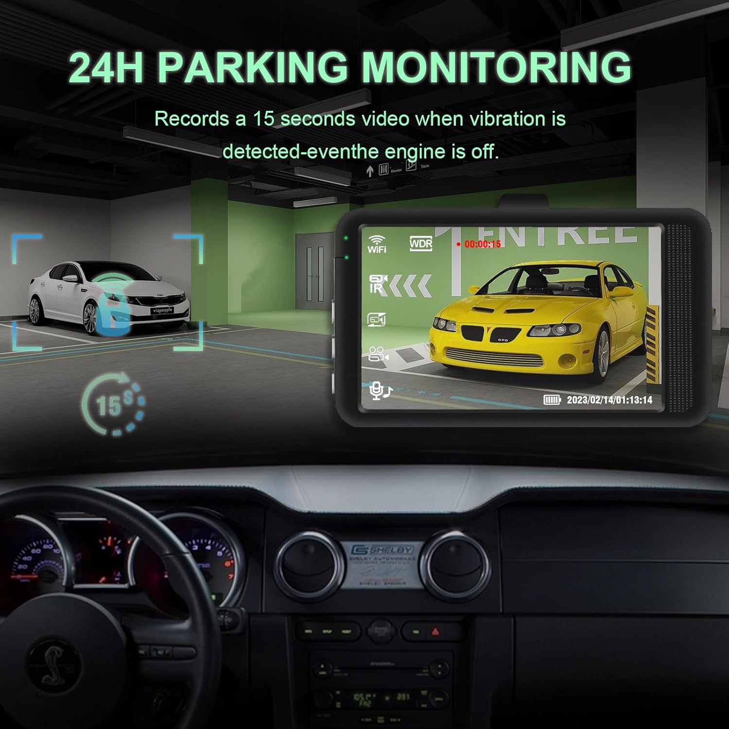 Cámara frontal, grabadora de unidad de coche FHD de 1080P, pantalla IPS de 3 pulgadas, gran angular de 170, cámara de salpicadero, sensor WDR G,