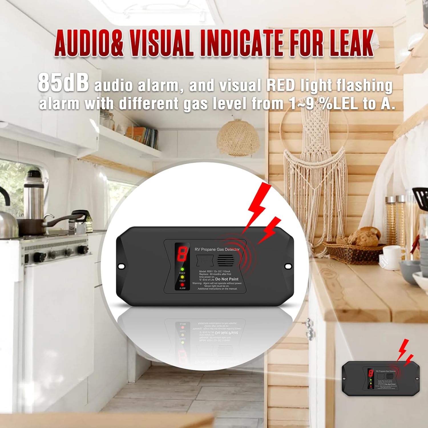 ALD-20 – Detector de gas propano para caravana, alarma digital de gas propano y GLP, 12 V, alarma de 85 dB, para remolque, autocaravana,