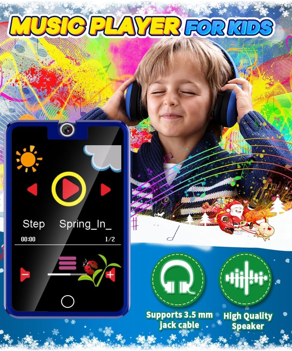Juguetes telefónicos para niños y niñas de 3 a 8 años de edad, juguetes de aprendizaje con cámara giratoria, 28 juegos, pantalla táctil de 2.8
