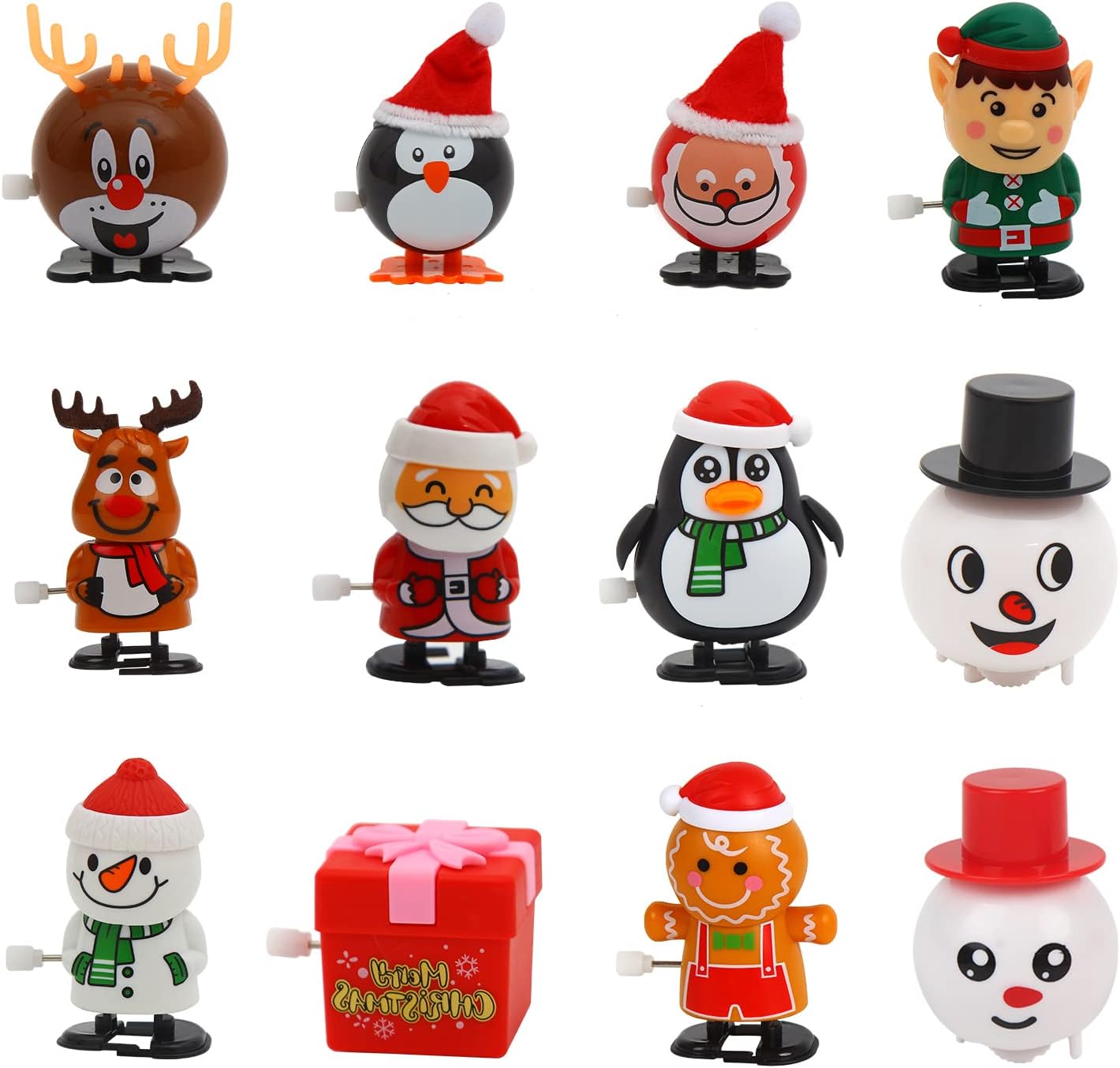 CCINEE 12 paquetes de juguetes de Navidad para decoración de Navidad, juguetes de relojería, rellenos de calcetines para fiesta de Navidad, relleno